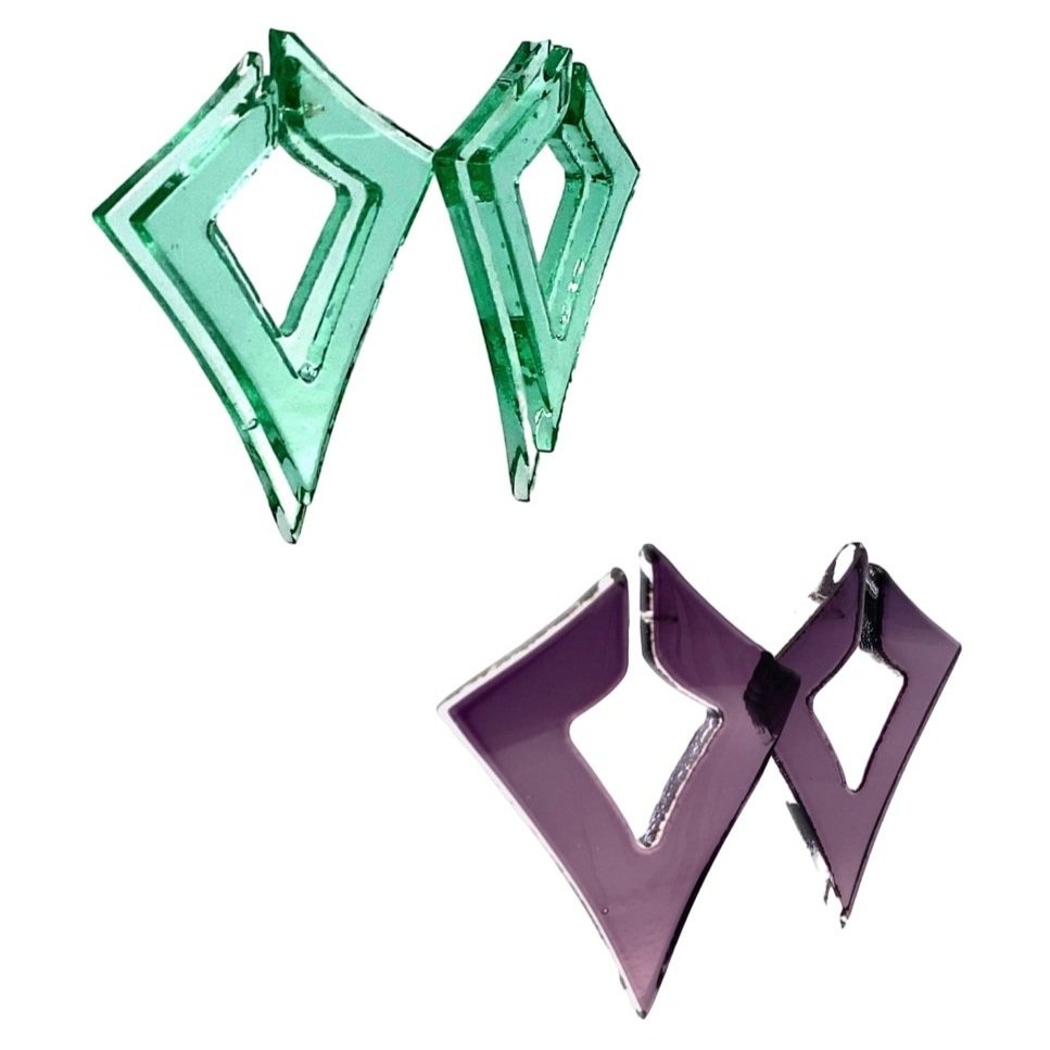 Stacked Open Diamond &amp; Open Deco Diamond Post Earrings 