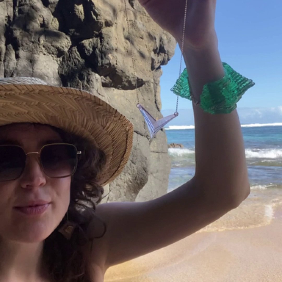 Stacked Deco V Necklace in Fuchsia