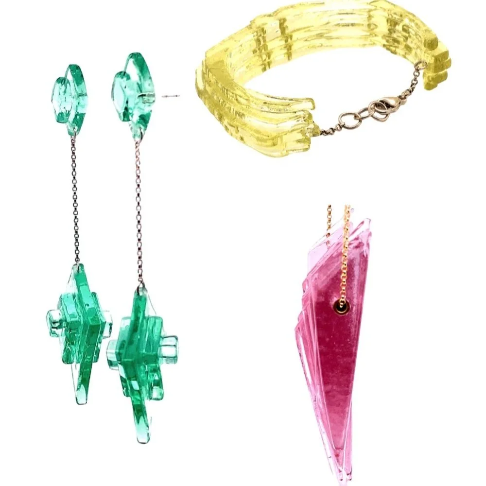 A selection of sculptural glass wearables