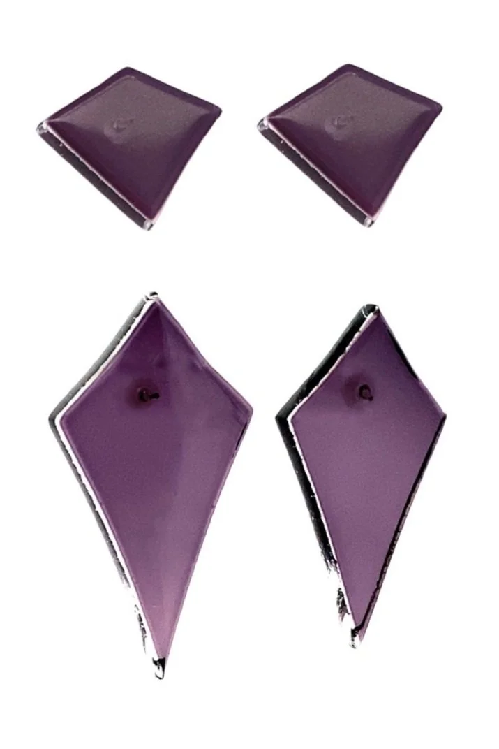 Small &amp; Elongated Deco Diamond Post Earrings in Indigo