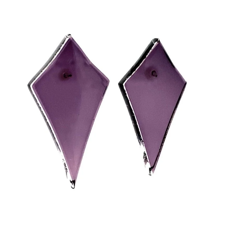 Elongated Deco Diamond Post Earrings in Indigo