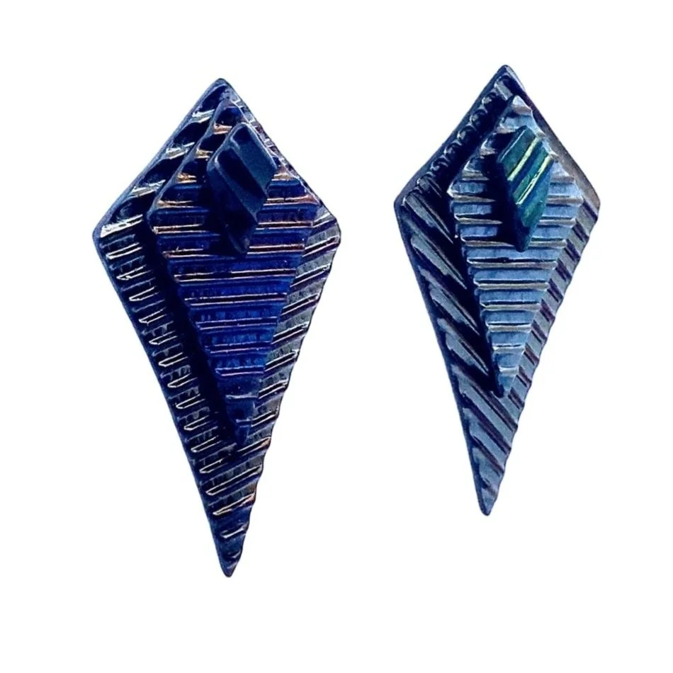Stacked Diamond Post Earrings In Striped Iridescent