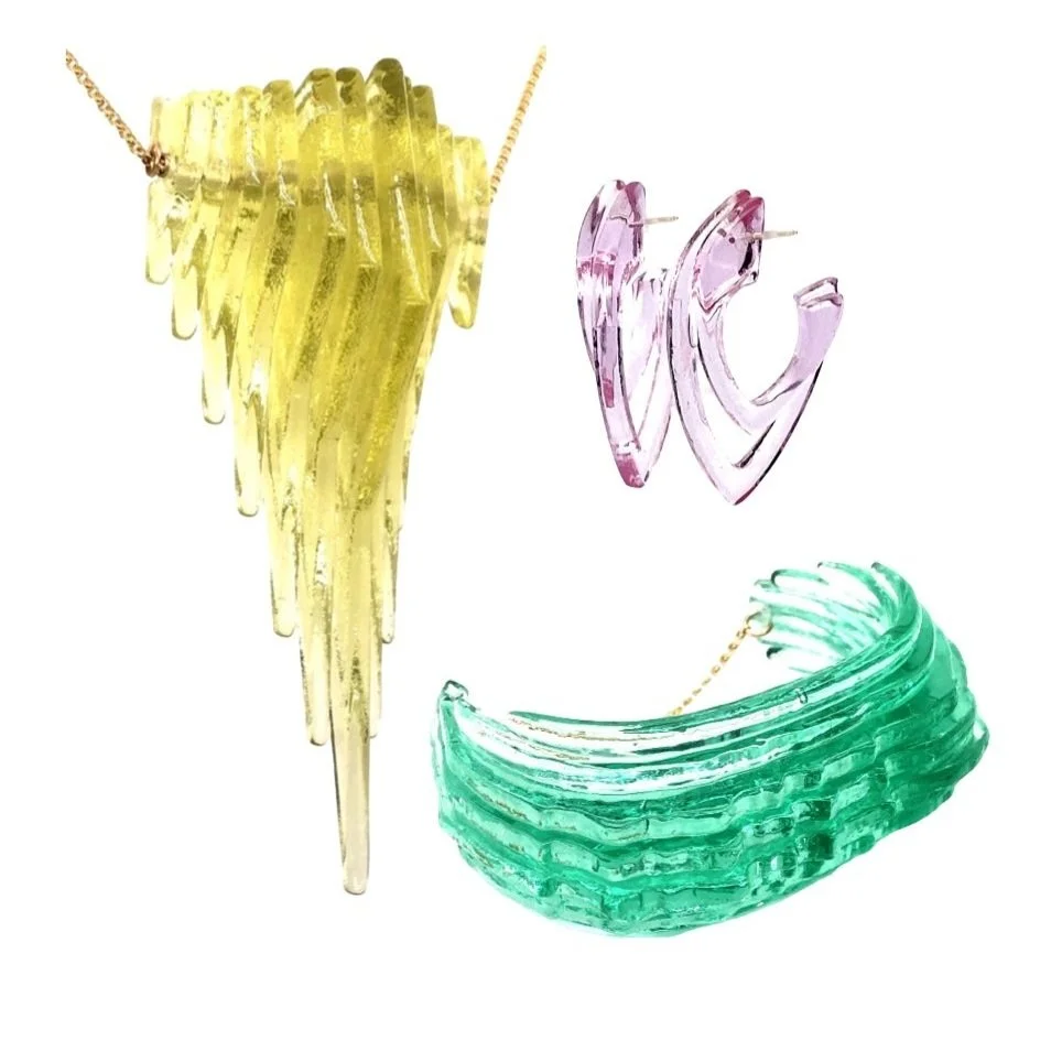 Sculptural Wearables in Green Tea Tint, Fuchsia, &amp; Jade