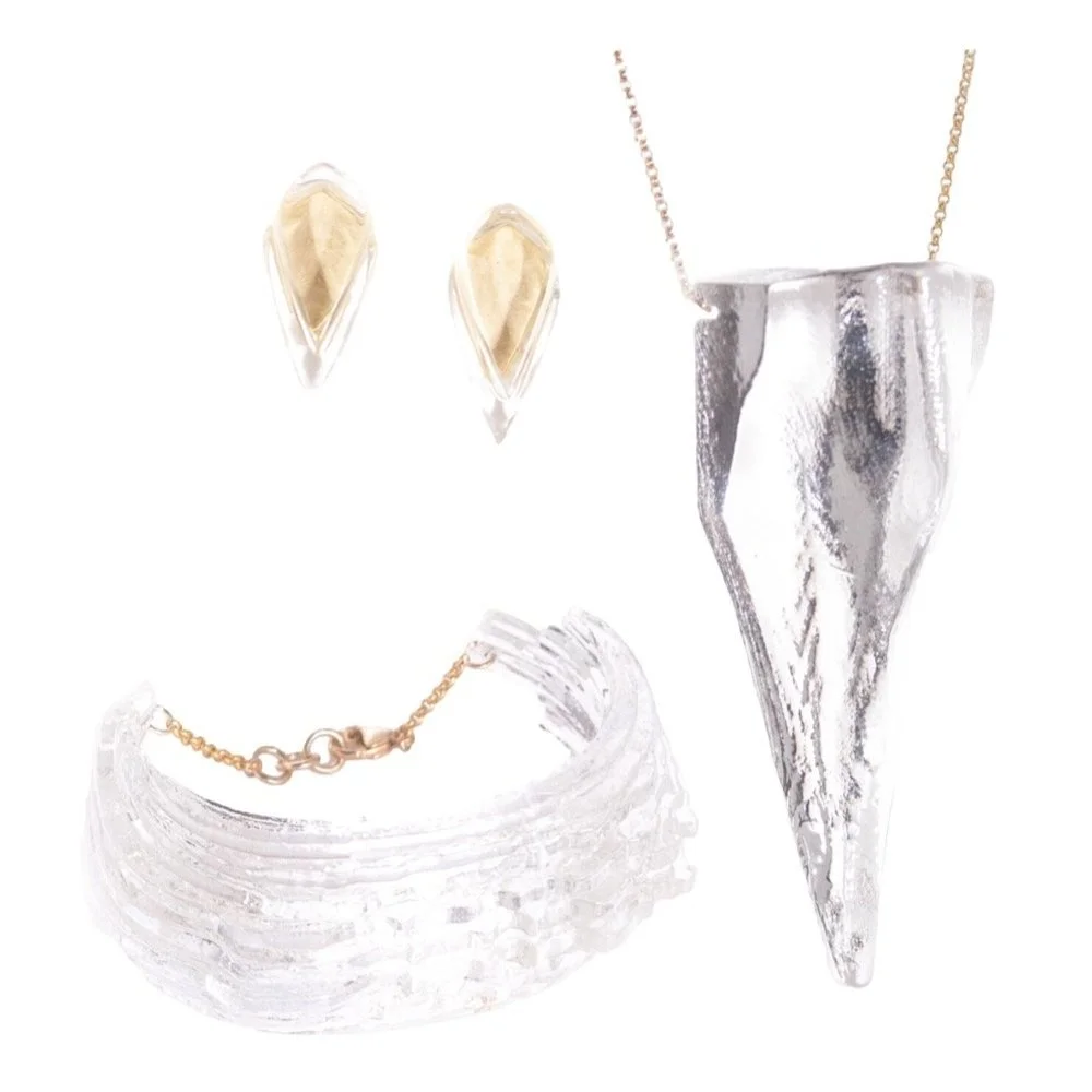 Sculptural Glass Wearables in Clear