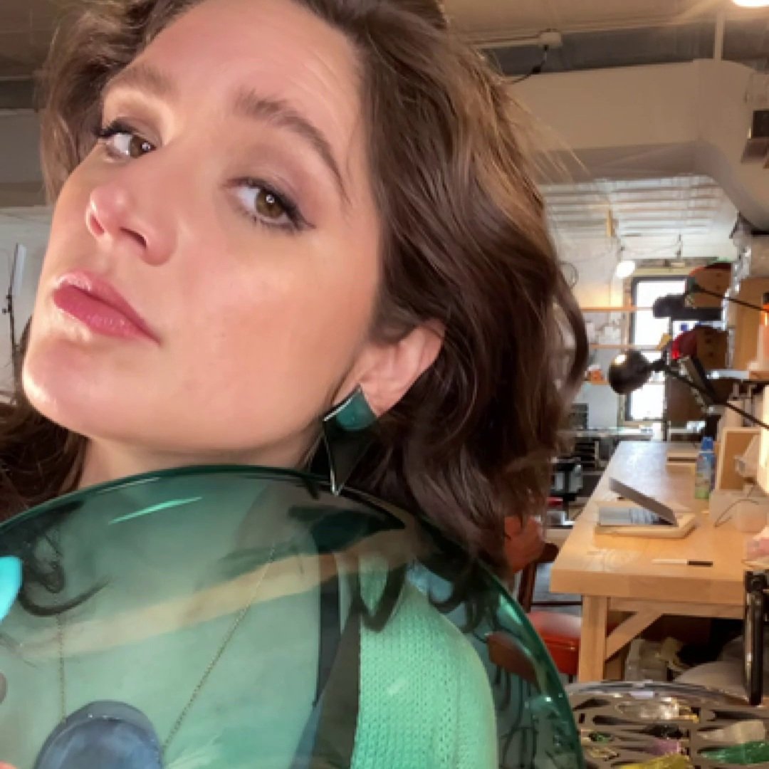 Elongated Deco Diamond Post Earrings in Dark Lagoon