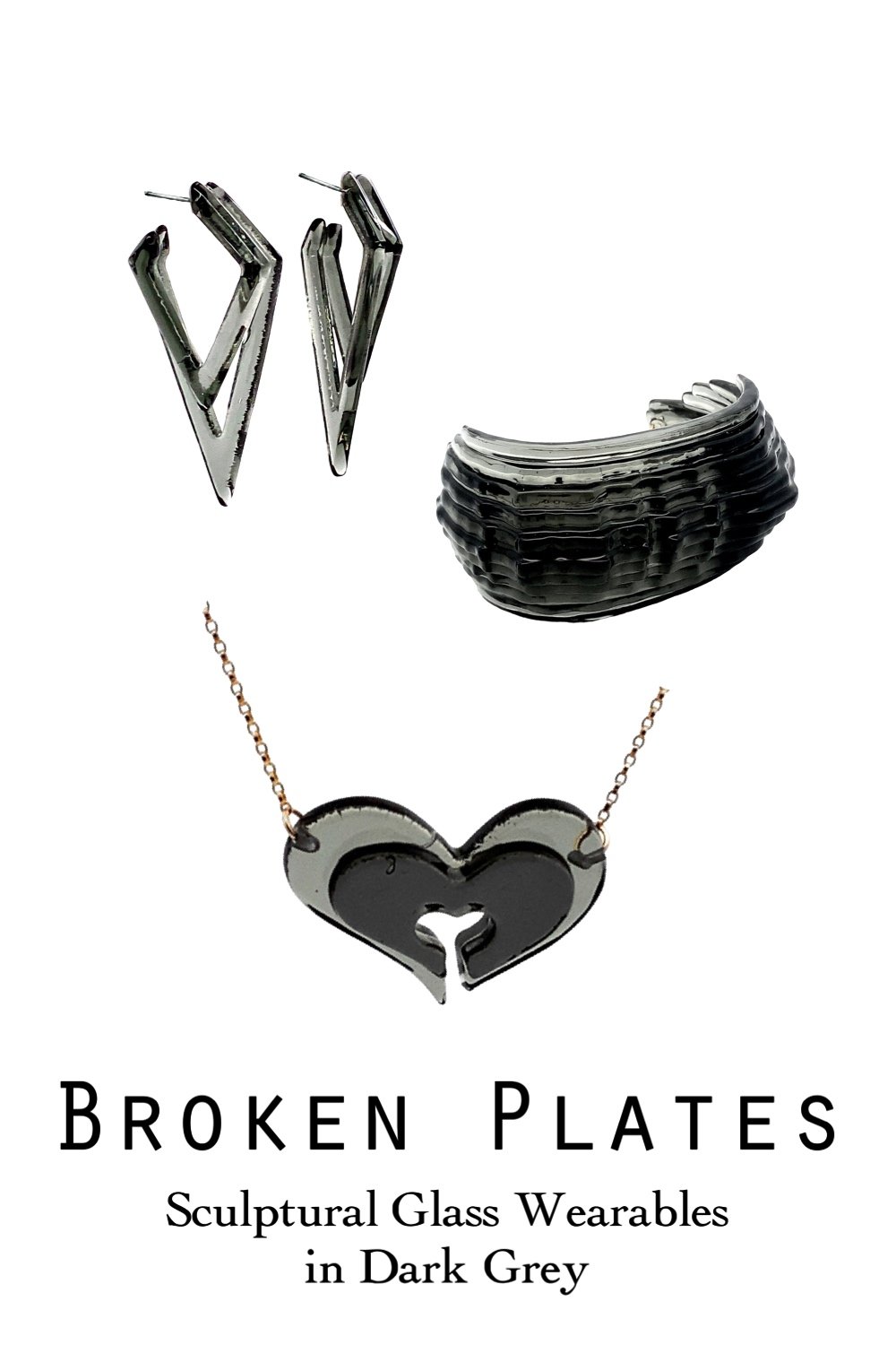 Sculptural Glass Wearables in Dark Grey