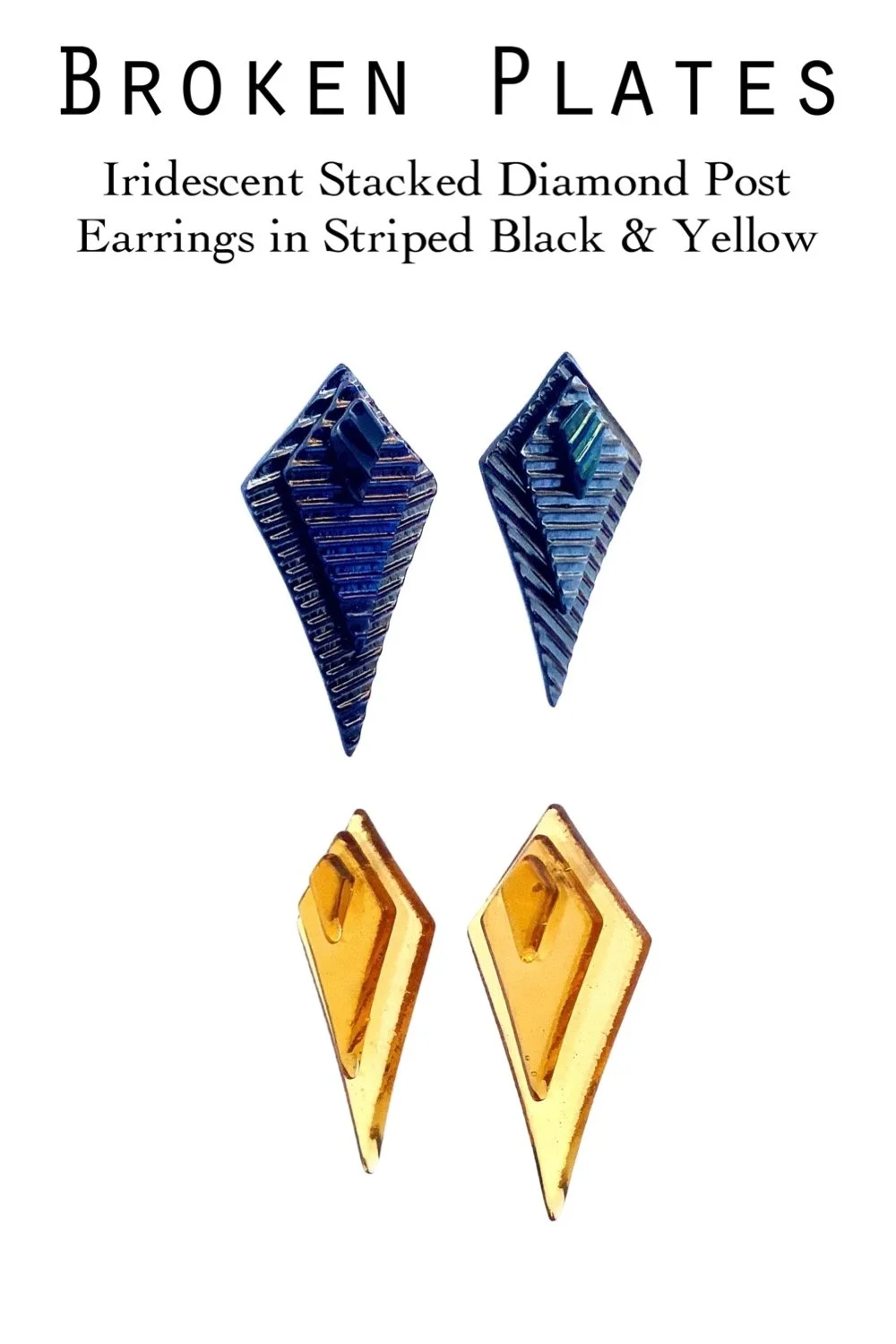 Iridescent Stacked Diamond Post Earrings