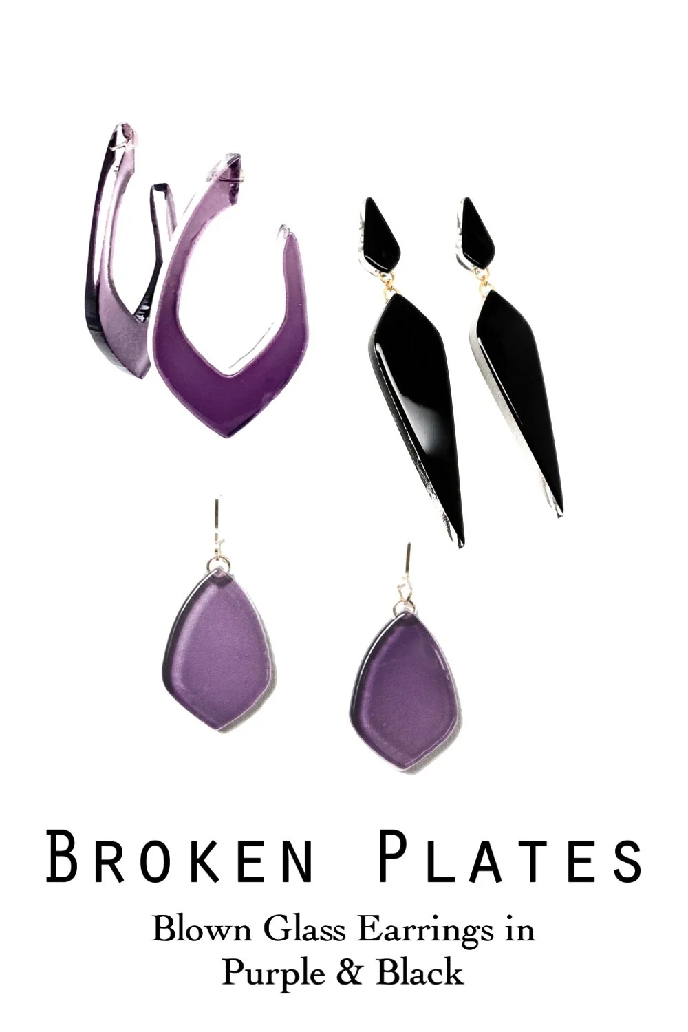 Blown Glass Earrings in Purple &amp; Black