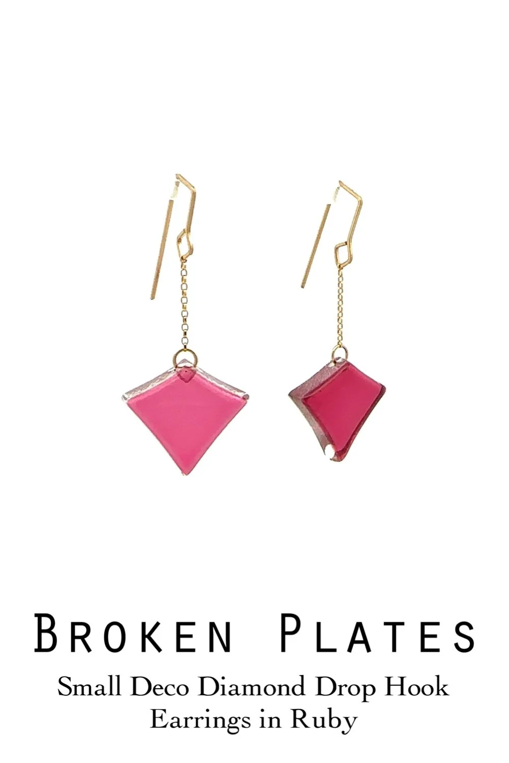 Small Deco Diamond Drop Hooks in Ruby