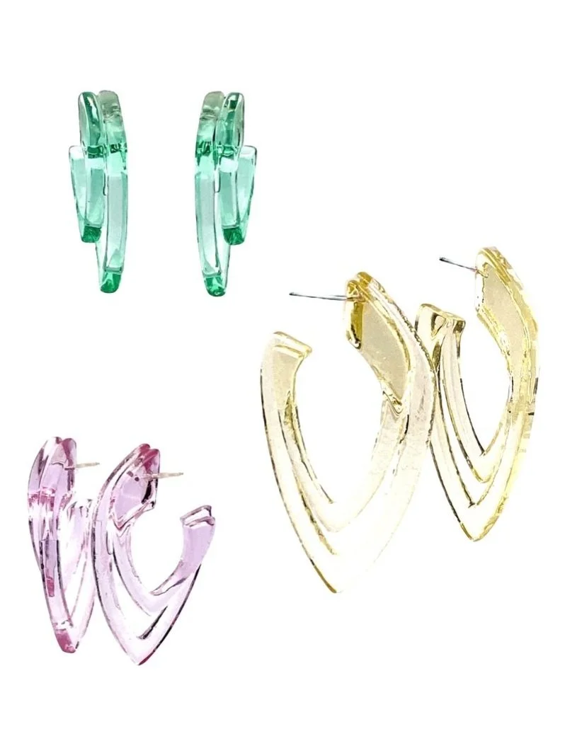 Stacked &amp; Double Open Deco Earrings