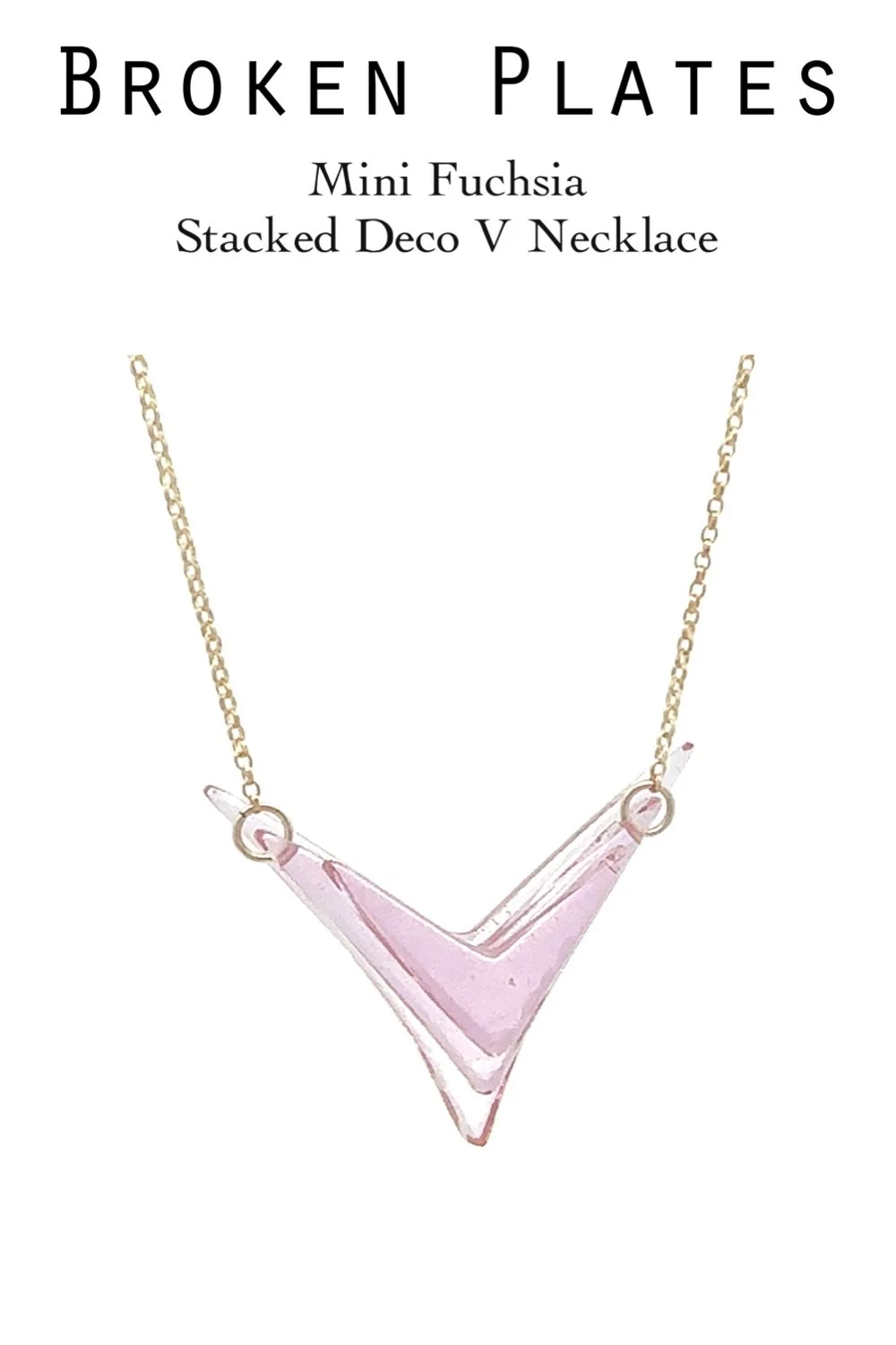 Fuchsia Mini Stacked Deco "V" Necklace