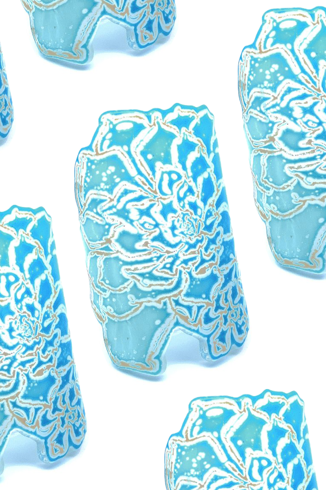 Turquoise and Iris Yellow Hens and Chicks Cuff