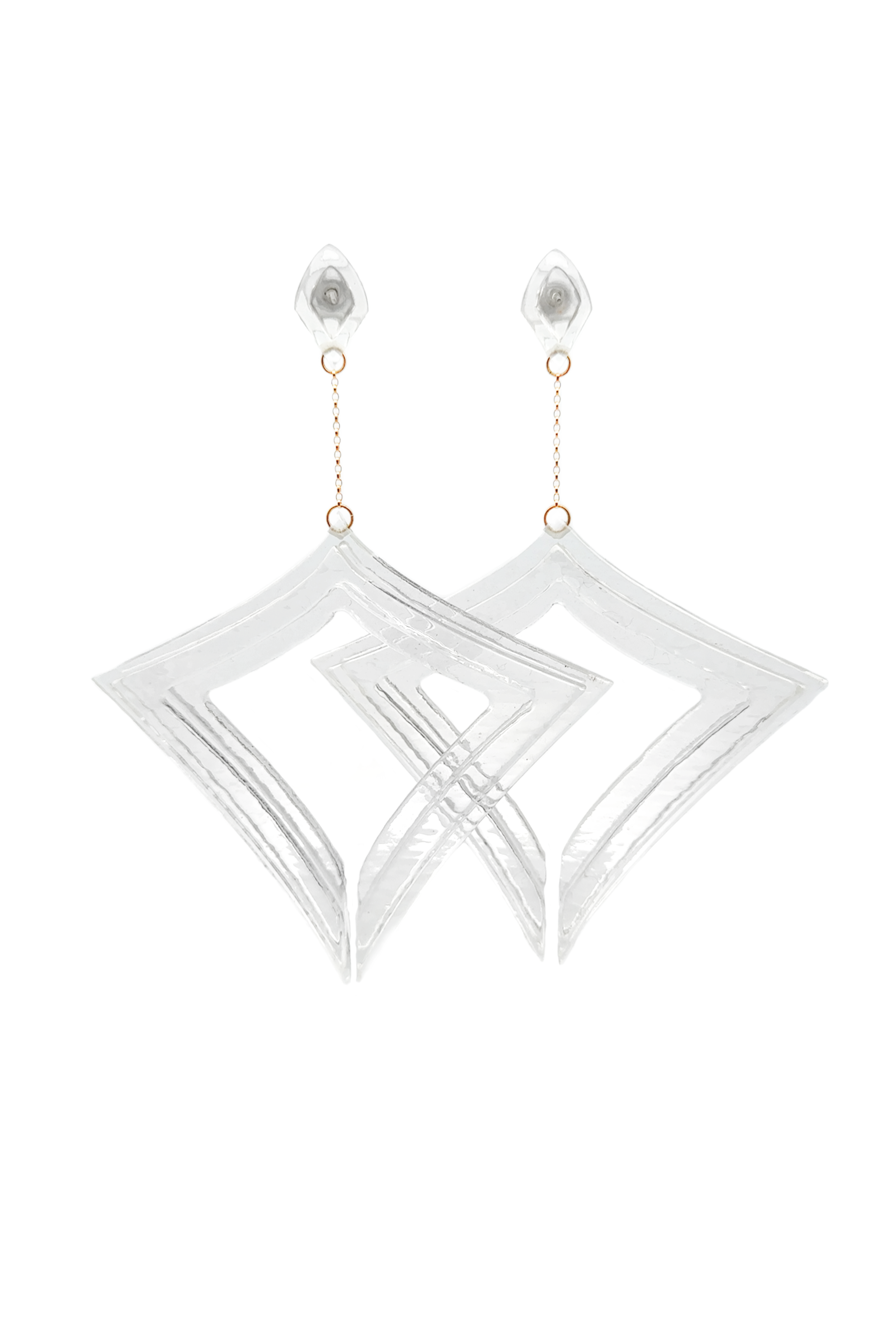 Stacked Diamond Hoop Drop Earrings in Clear