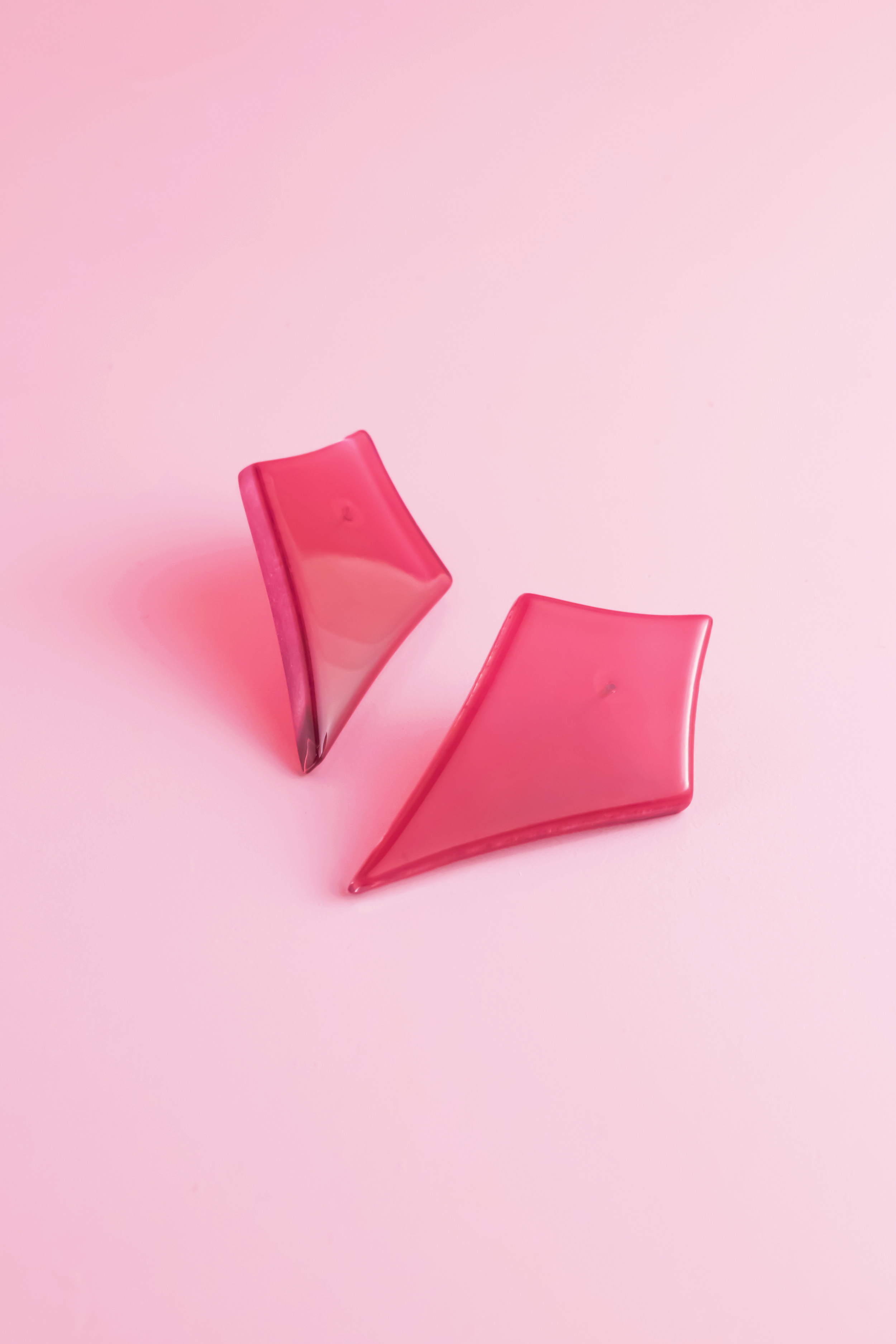 Elongated Deco Diamond Post Earrings in Ruby