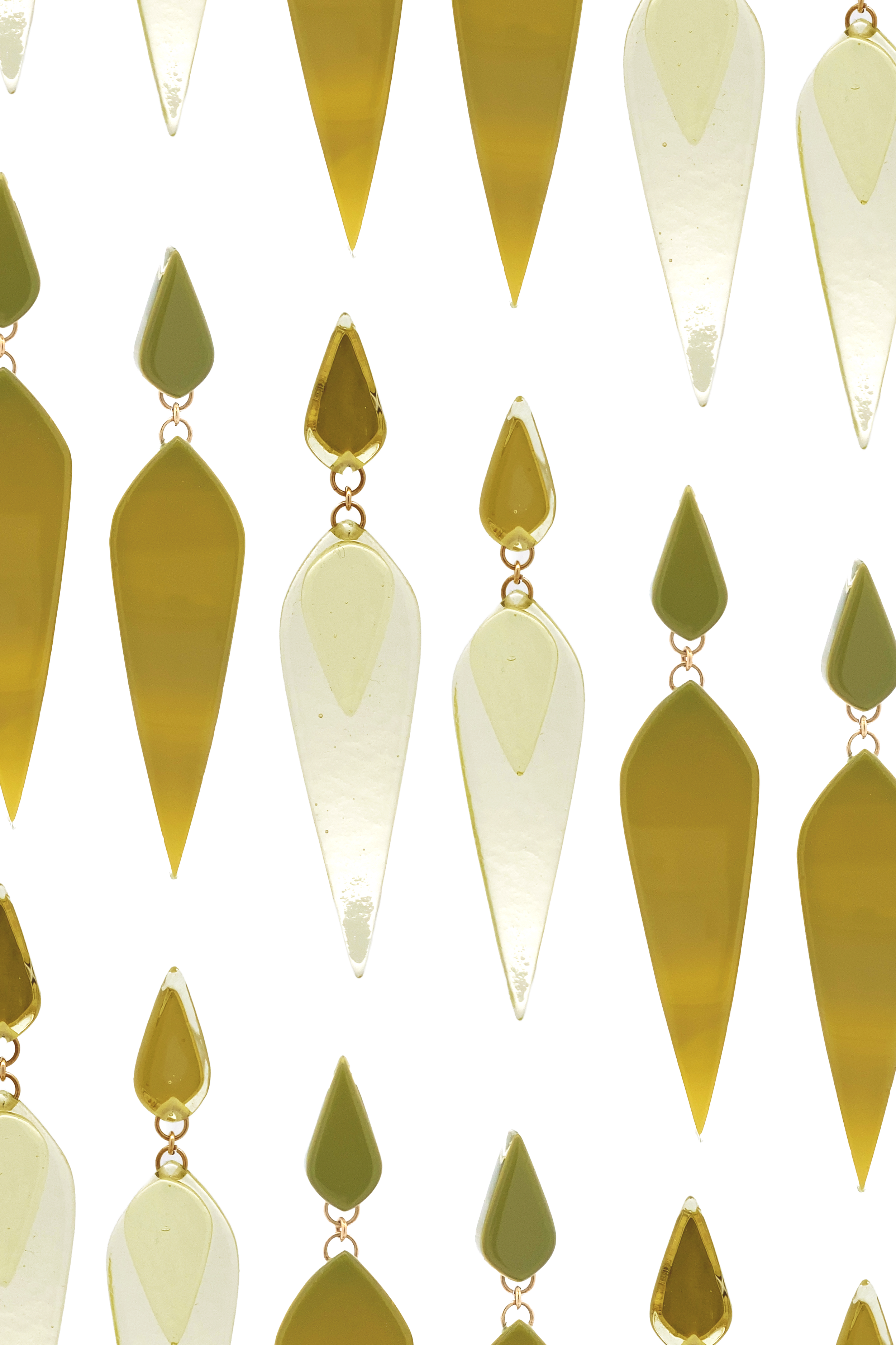 Double Deco Dagger Drops in Green Tea Tint featuring Deco Dagger Drops in Olive Green 