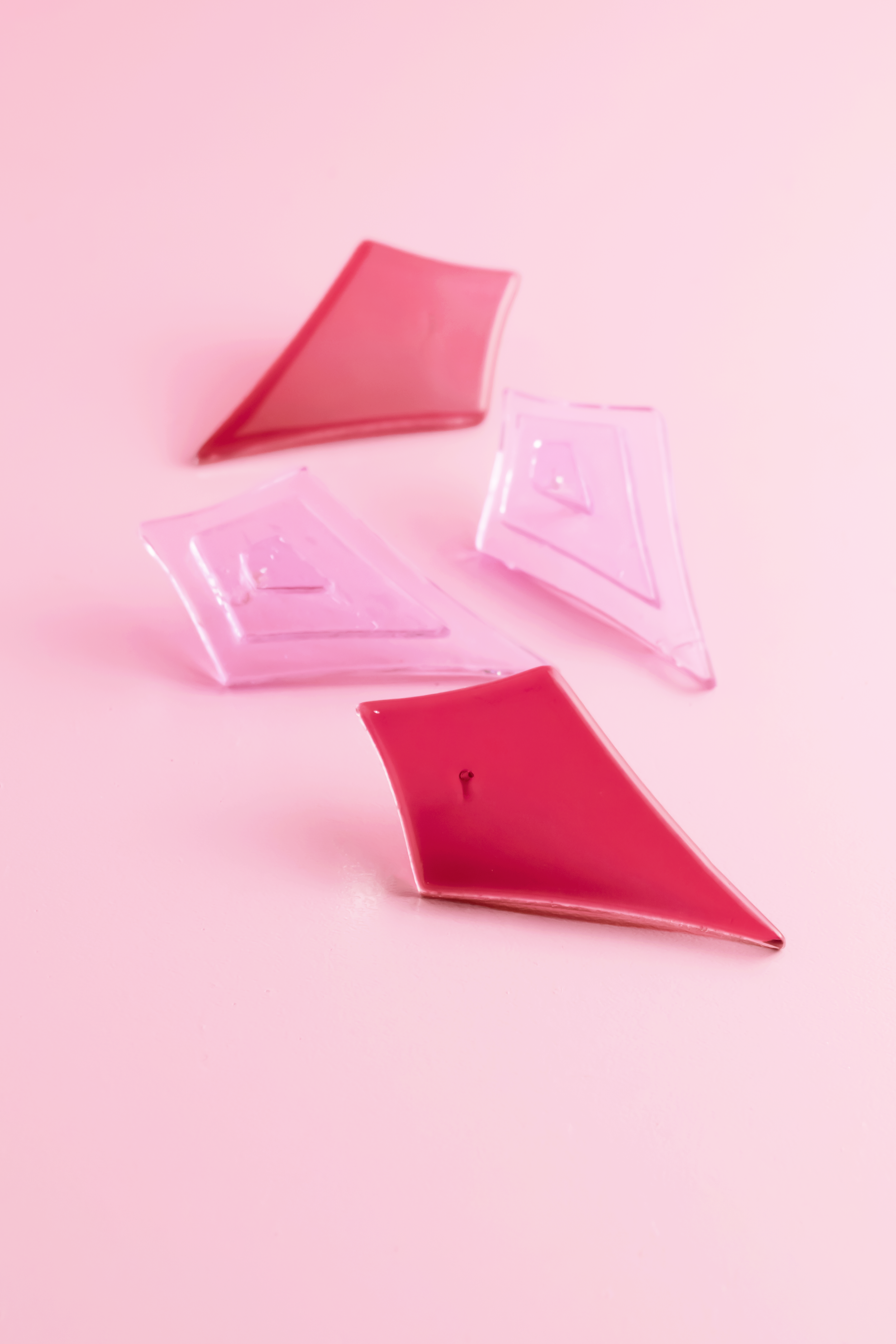 Elongated Deco Diamond Earrings in Ruby Featuring Stacked Deco Diamond Earrings in Fuchsia