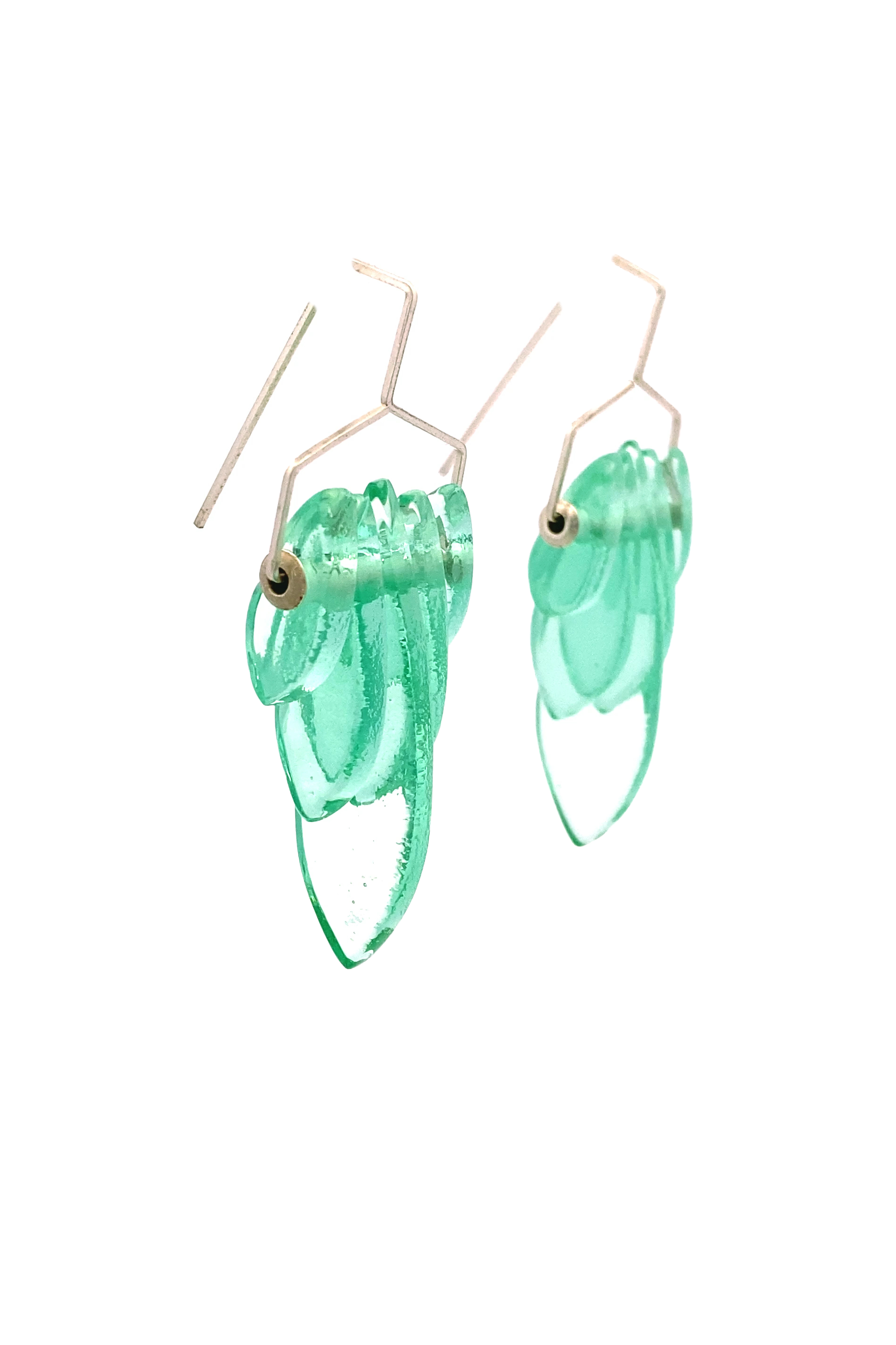 Kinetic Deco Teardrop Hook Earrings in Jade