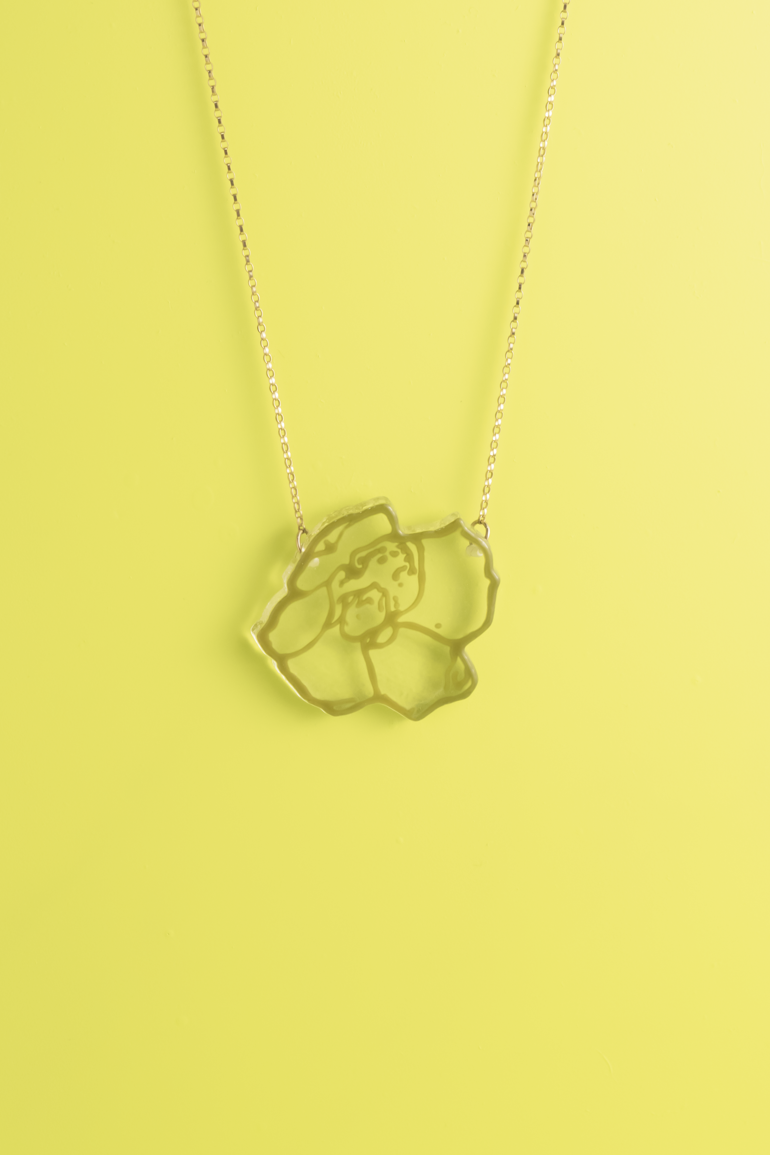 Small Orchid Necklace in Olive Green