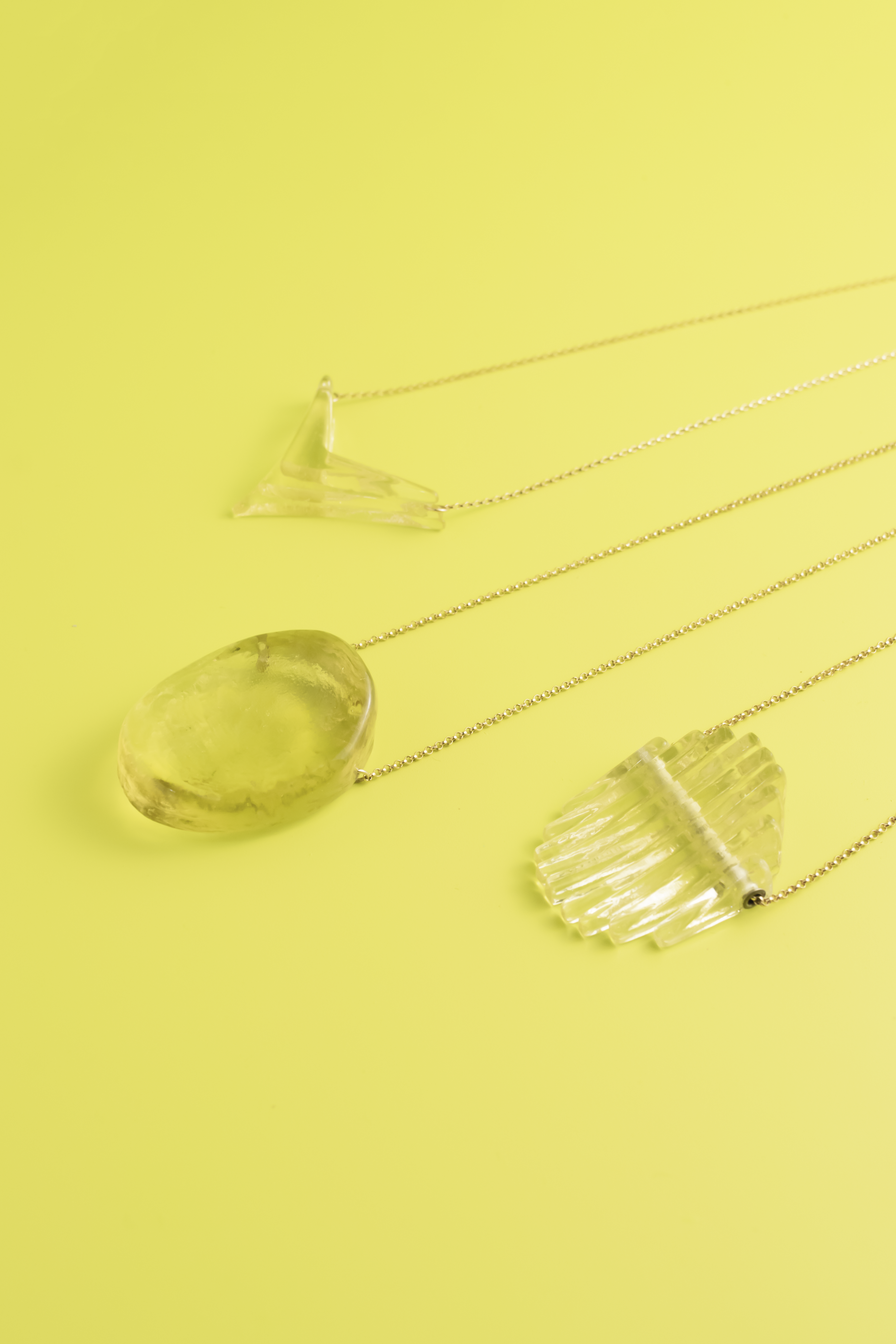Sculptural &amp; Hot Pressed Necklaces in Green Tea Tint