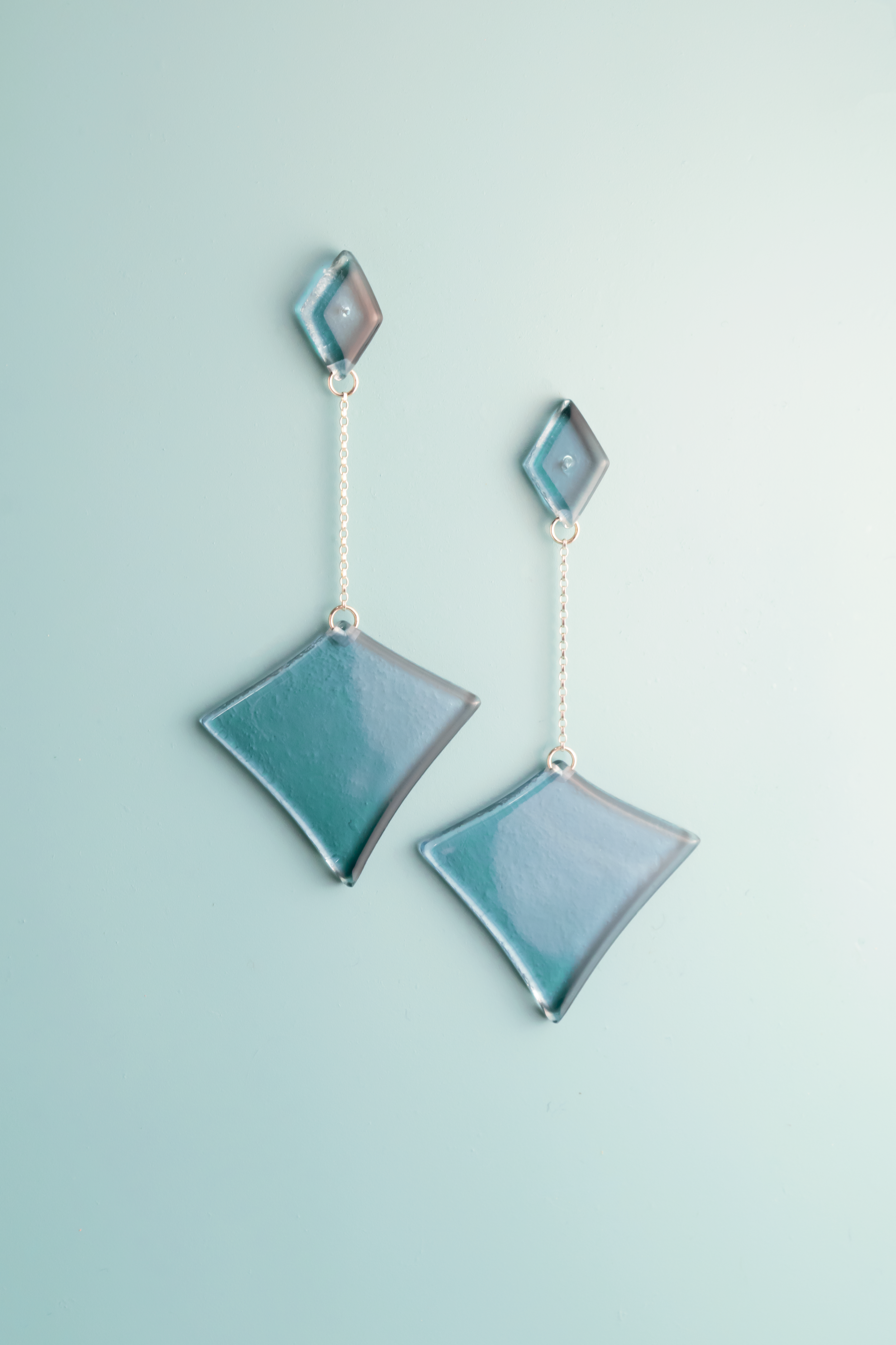 Deco Diamond Drop Earrings in Dark Lagoon