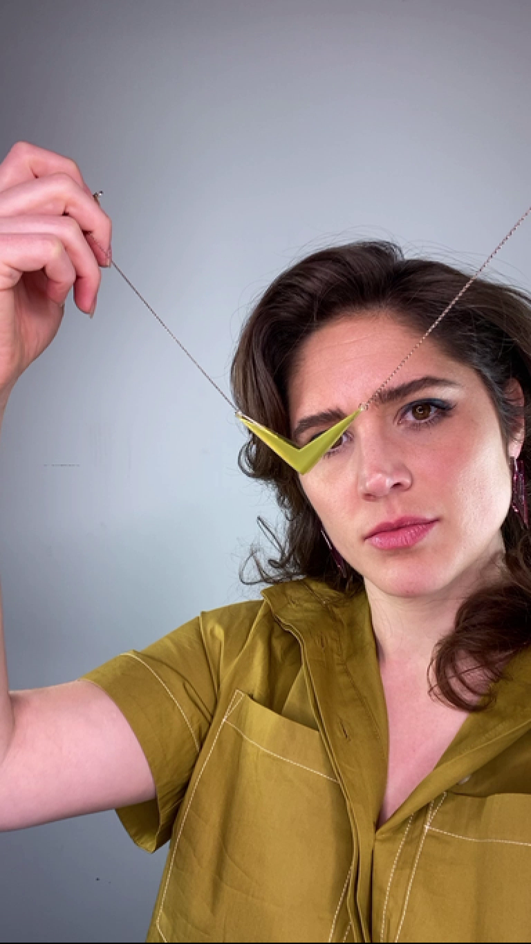 Large "V" Necklace in Olive Green