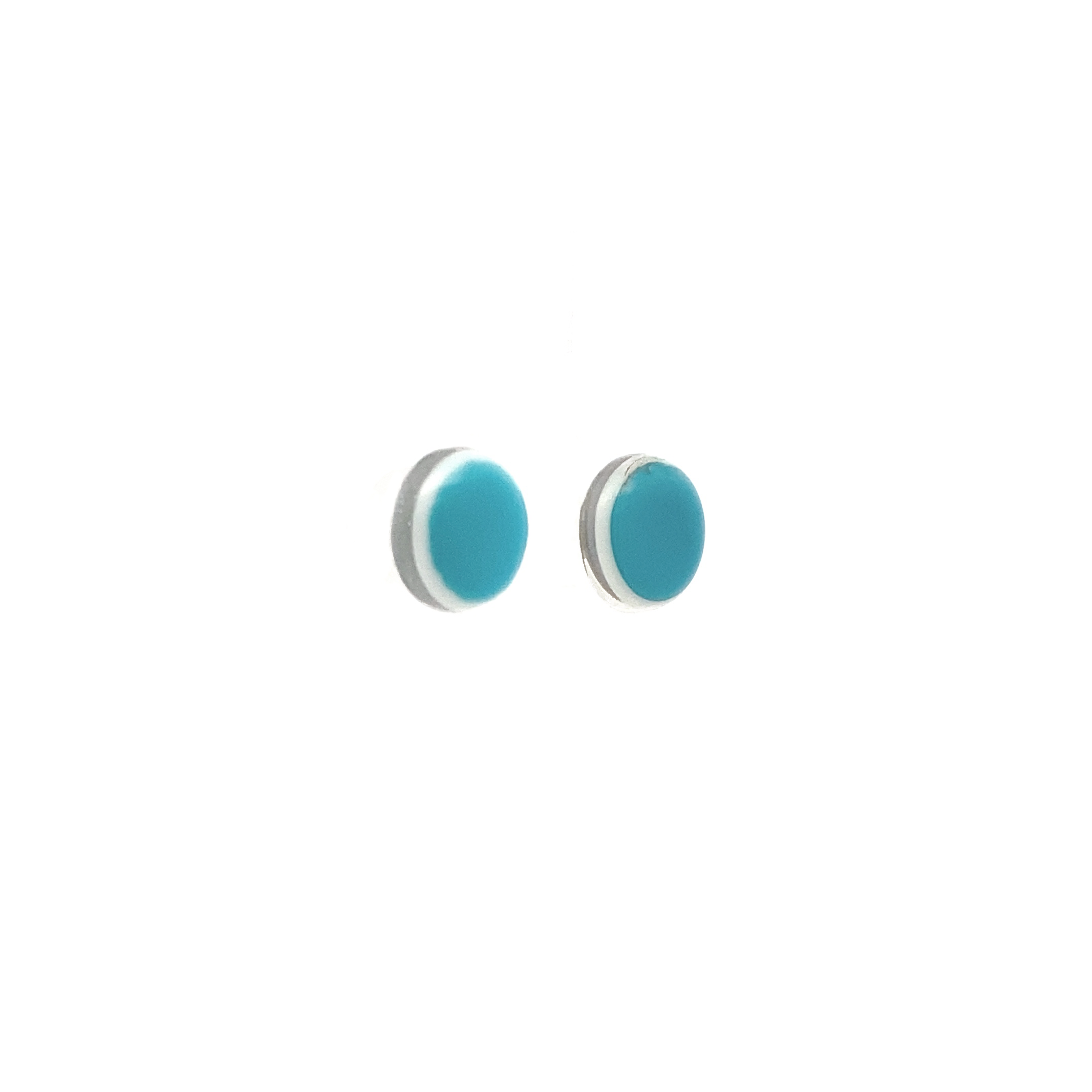 Turquoise Over White Circle Studs