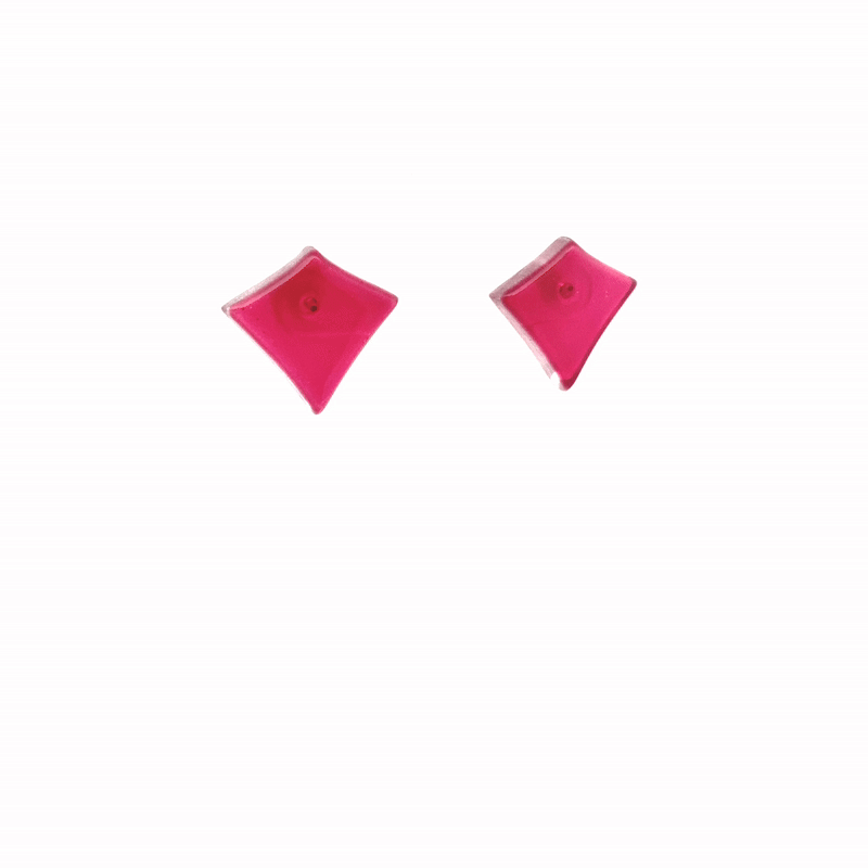 Small Deco Diamond Post Earrings in Ruby