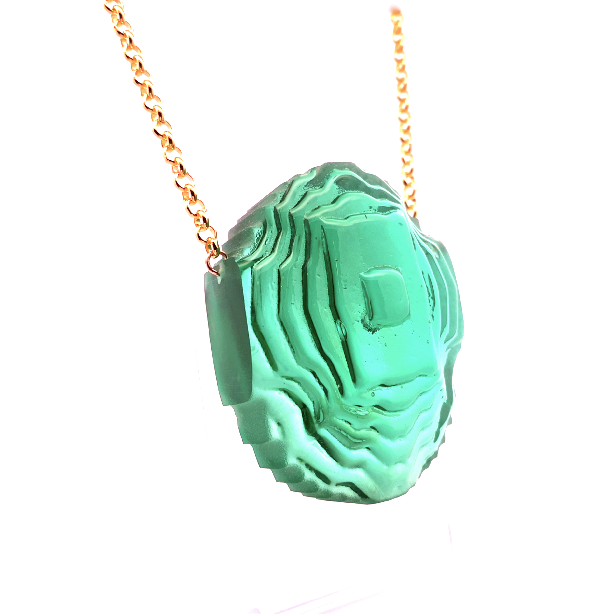 Medium Jade Waterjet Cut Cast Ellipse Necklace