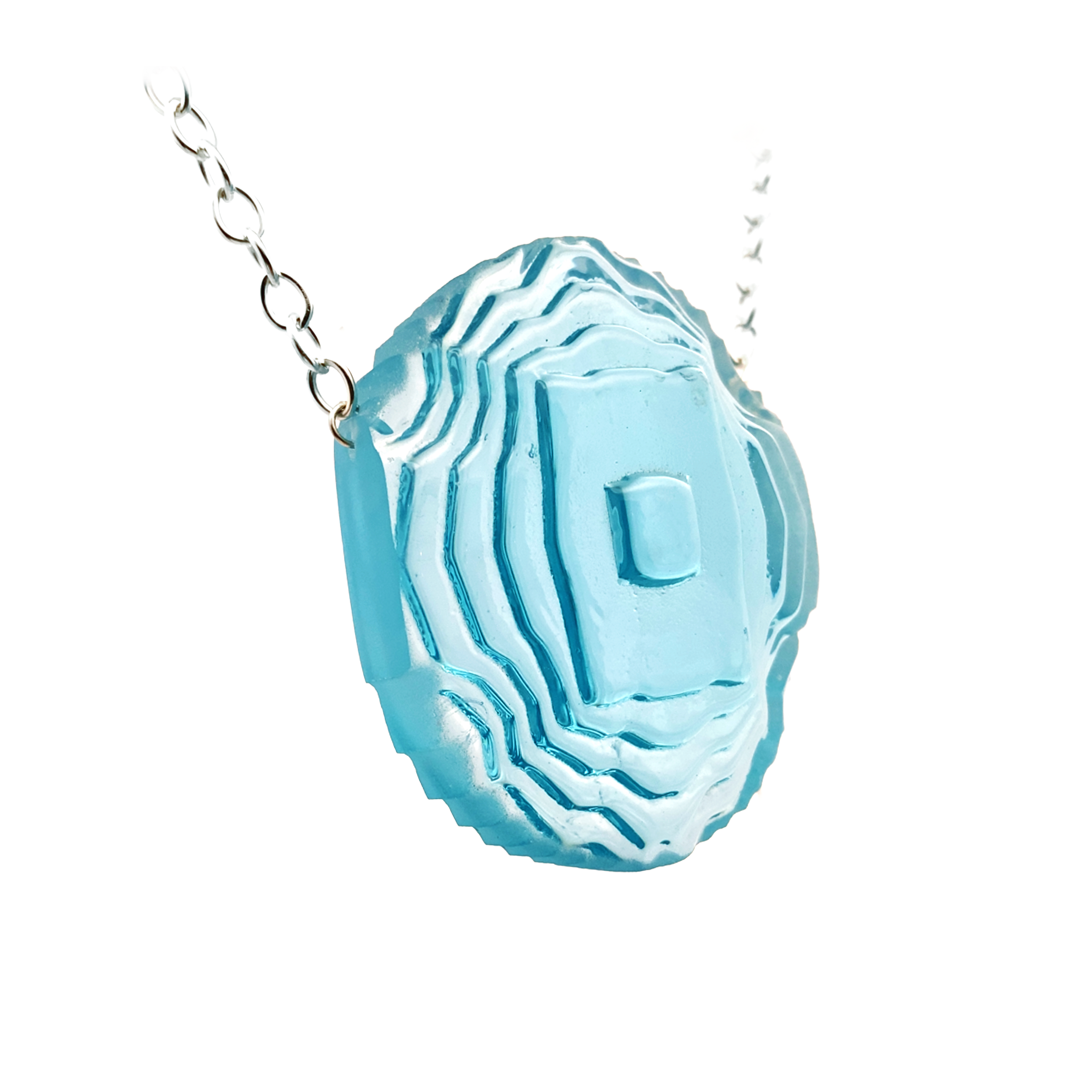Medium Blue Waterjet Cut Cast Ellipse Necklace