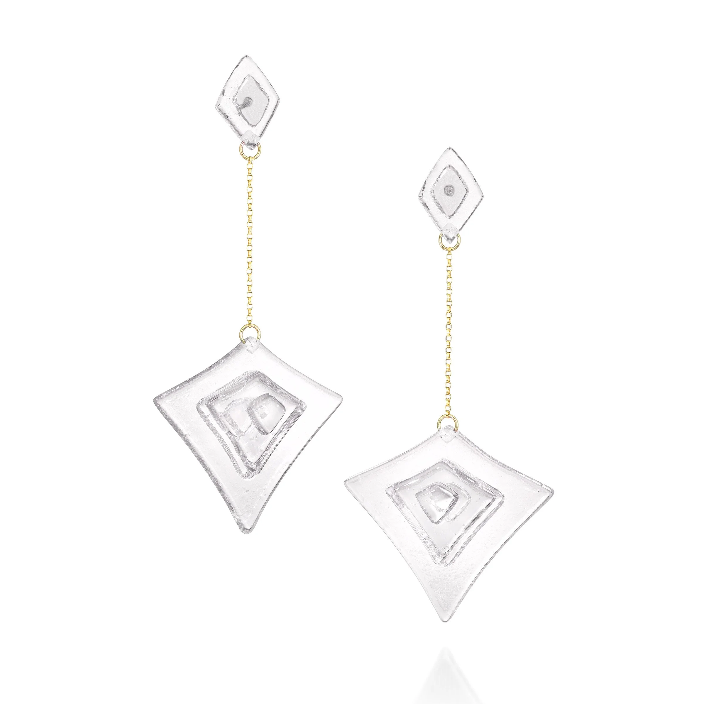 Stacked Diamond Drops in Clear