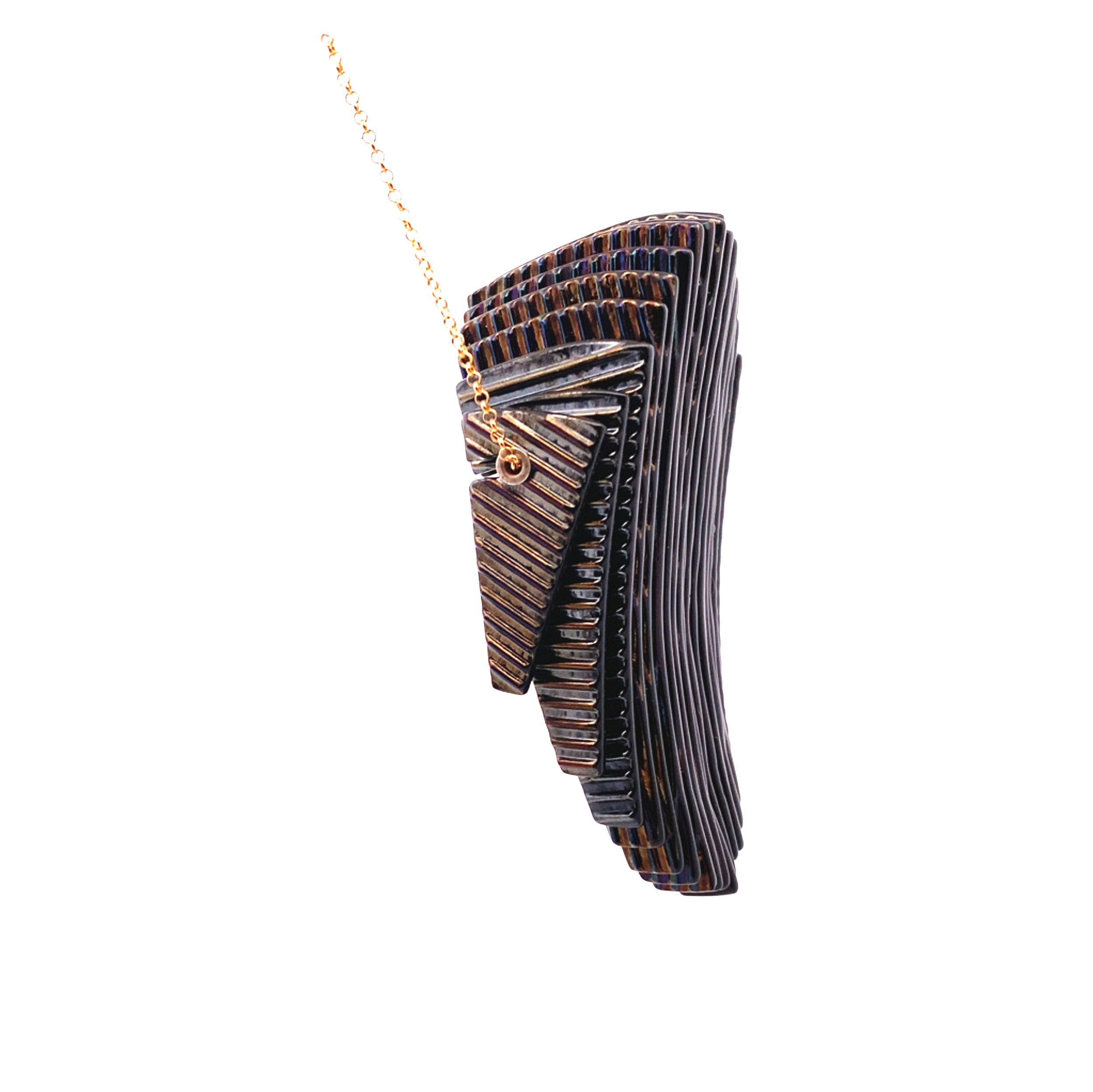 Iridescent Striped Kinetic Ellipse Necklace