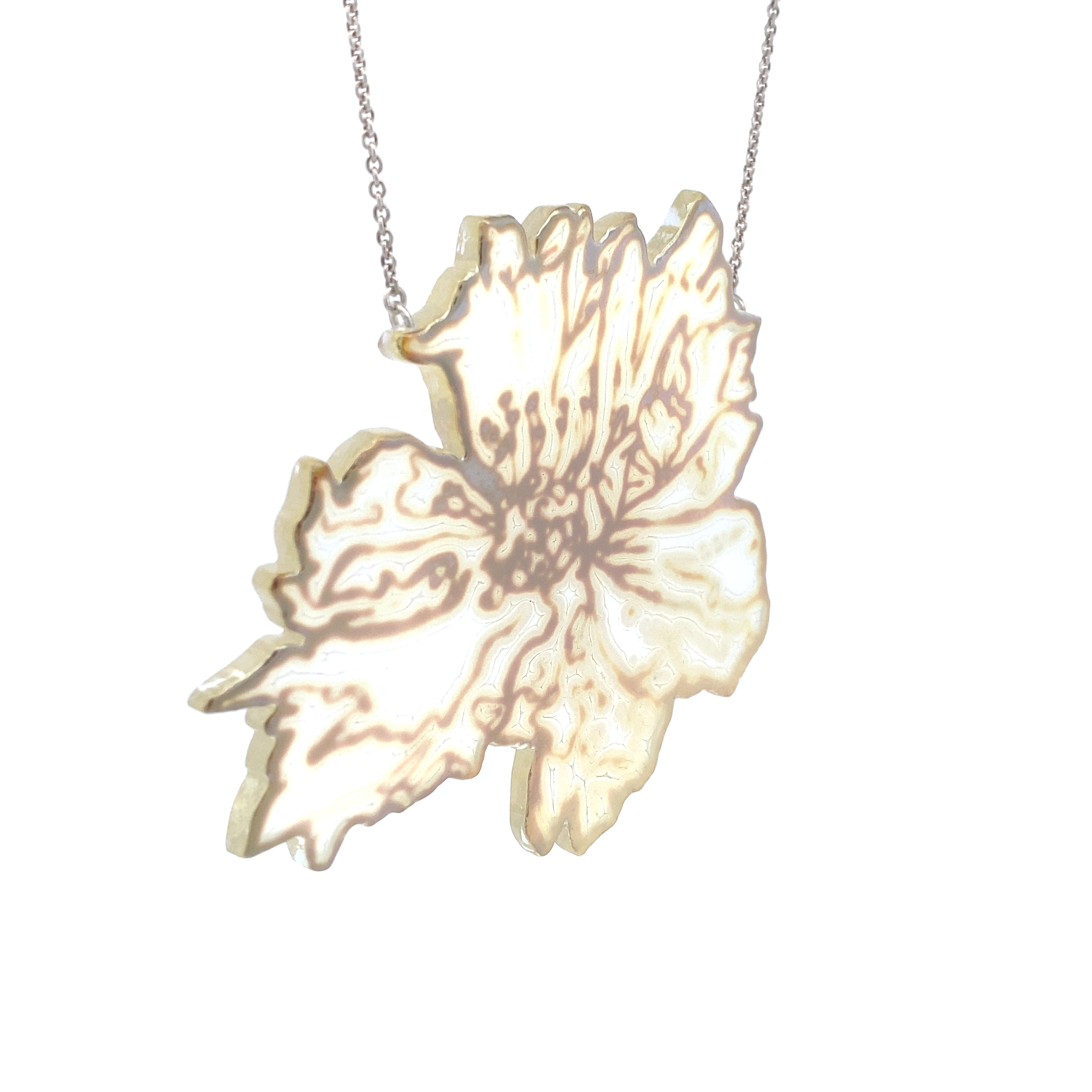Large Iris Yellow Floppy Dahlia Necklace