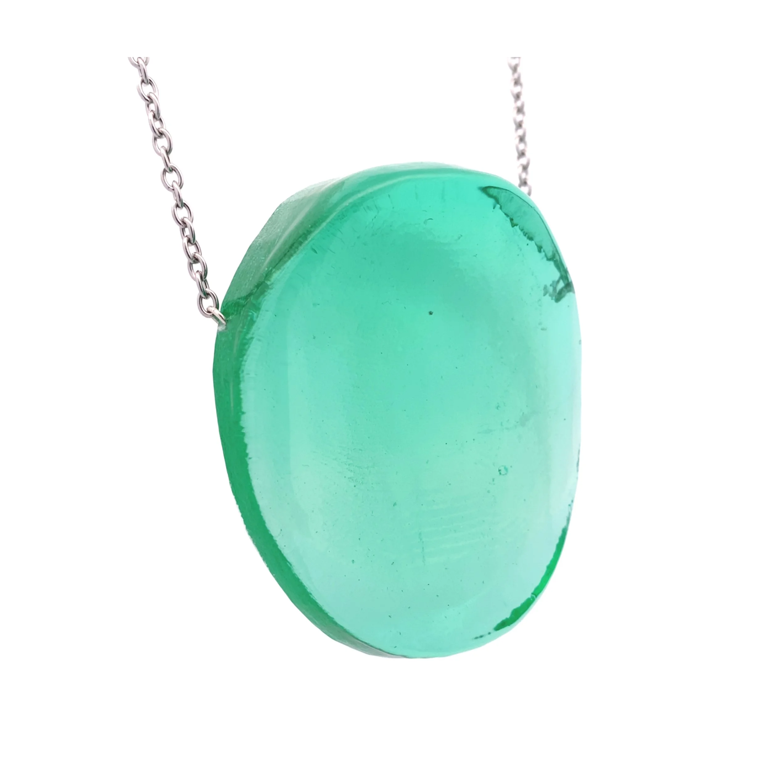 Jade Hot Pressed Medium Ellipse Necklace