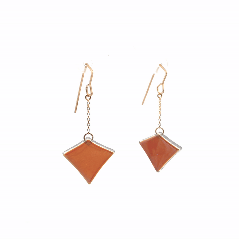 Small Deco Diamond Drop Hook Earrings in Iridescent Sunset