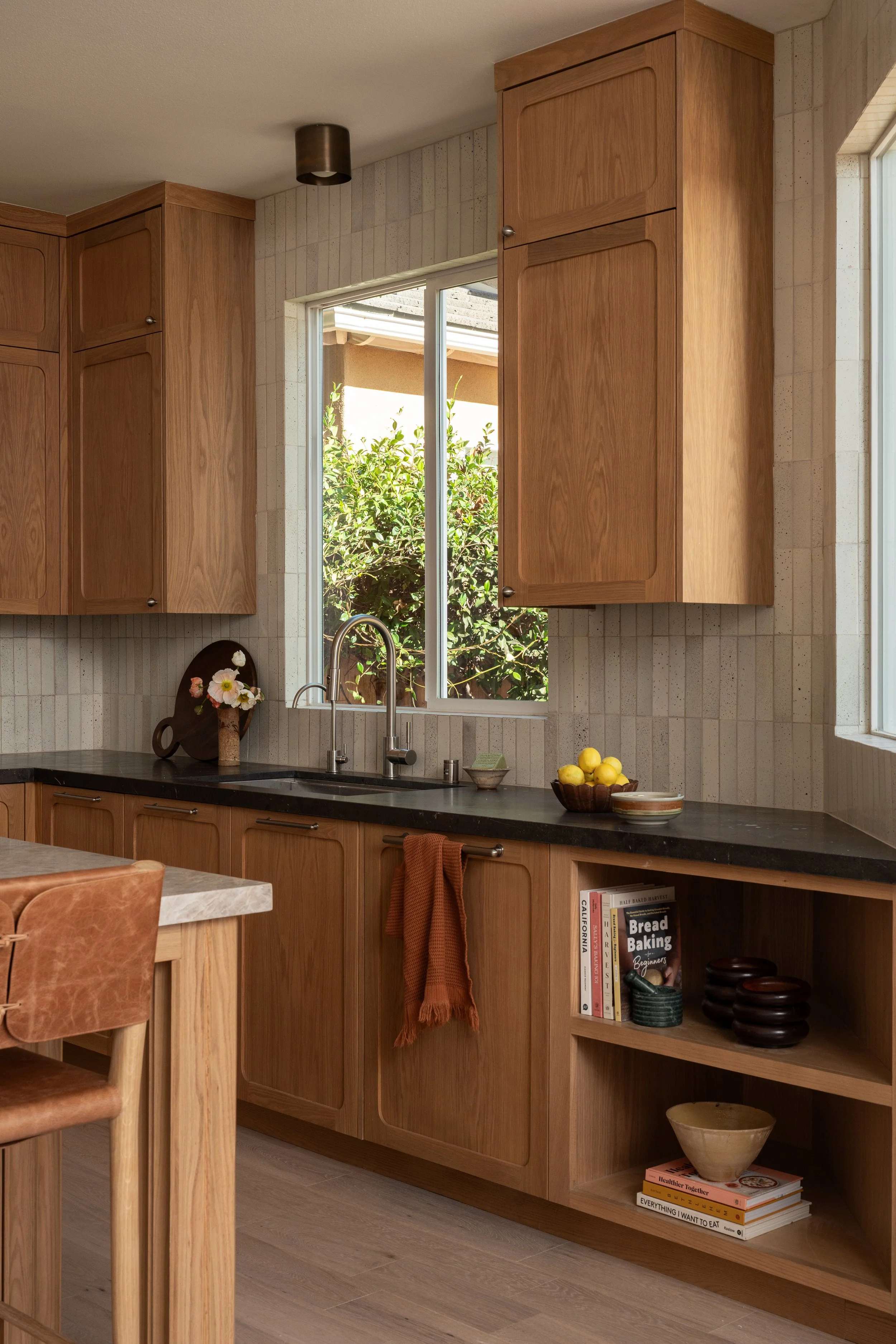 coastal kitchen with rounded shaker cabinets