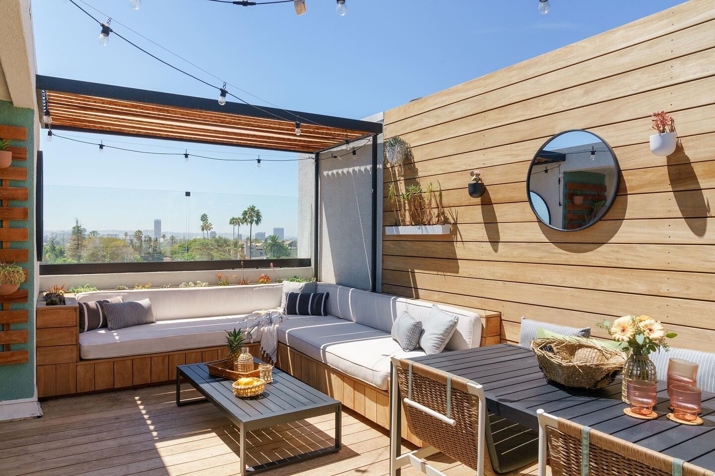Transformation Tuesday! Is that a thing? Let&rsquo;s make it a thing. Swipe to see the before pic of the rooftop area at my West Hollywood project. 📸 by @charlotteleaphotography Design by Popix Designs