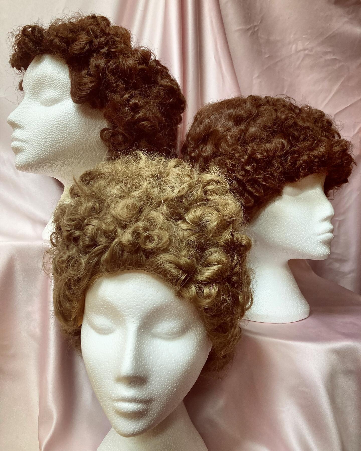 A selection of wigs I recently styled for @blenheimpalace&rsquo;s current exhibition, &lsquo;Crowns and Coronets&rsquo;. This is Queen Alexandra of Denmark (front) and two of her four Duchesses. Each style has been individually cut, blocked and set, 