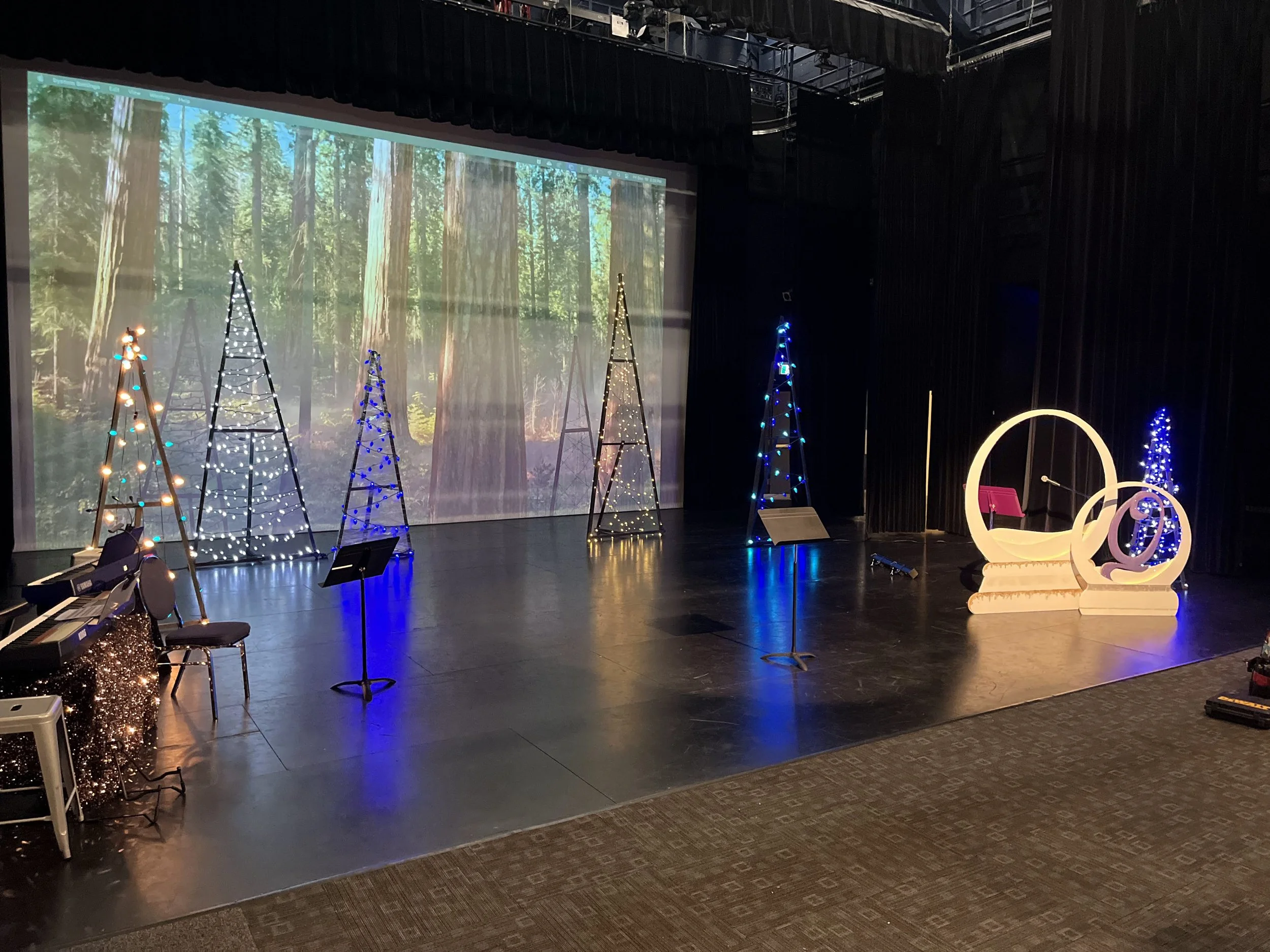 Production designing Winter Dream has been a wonderful foray back into theater. Designing & constructing these set pieces form the bases for a sparkly & bright holiday variety show.