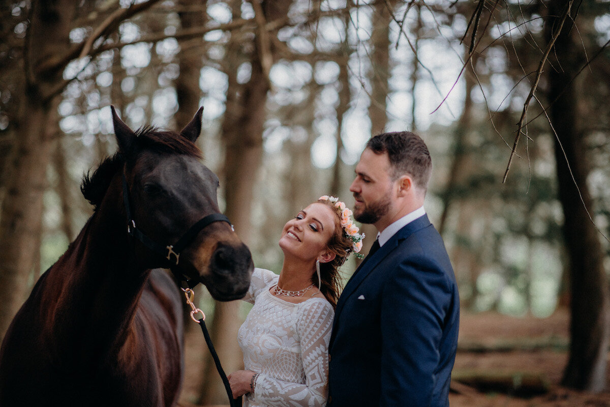 Emily Chalk Wedding Photographer Horse Forrest Happy Couple .jpg