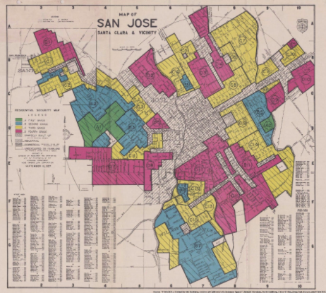 Map of redlining in San Jose