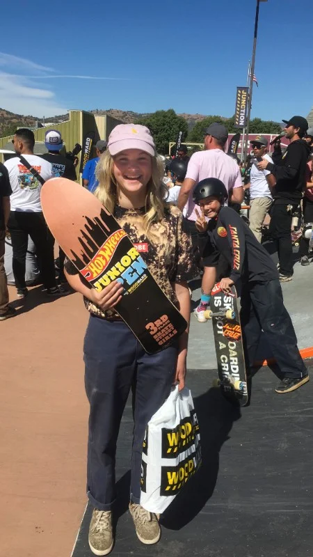 Ava grabbing 1st place in mini and 3rd place in street at the Hotwheels Junior Open in California
