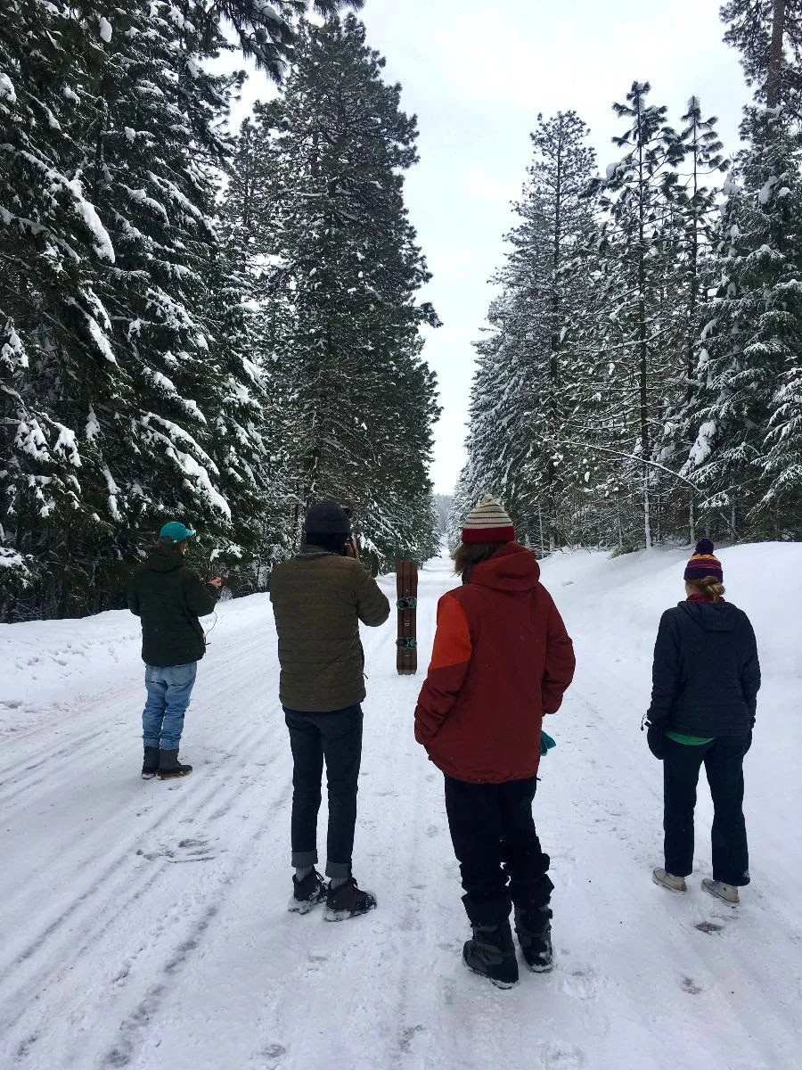 The Big Mountain Team on set for the Arbor Snowboards Catalog Shoot