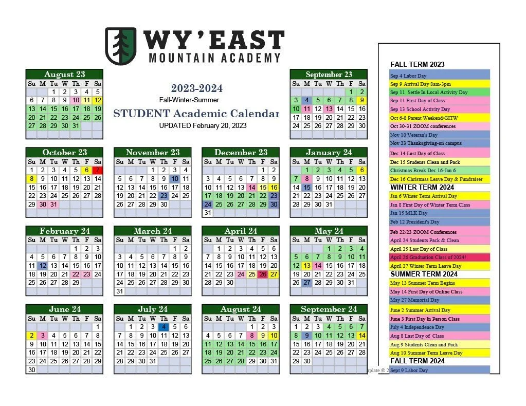Wy'East Mountain Academy - School Calandar