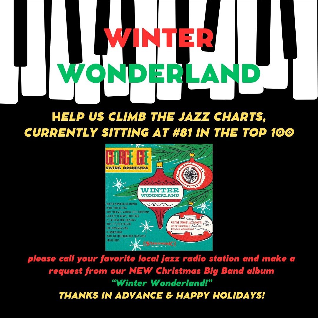 we are excited to announce that &quot;Winter Wonderland&quot; has entered the @jazzweekdotcom Top 100 jazz charts, currently at #81! Help us climb even higher by calling your favorite local jazz station and make a request from the album :) Thanks in 