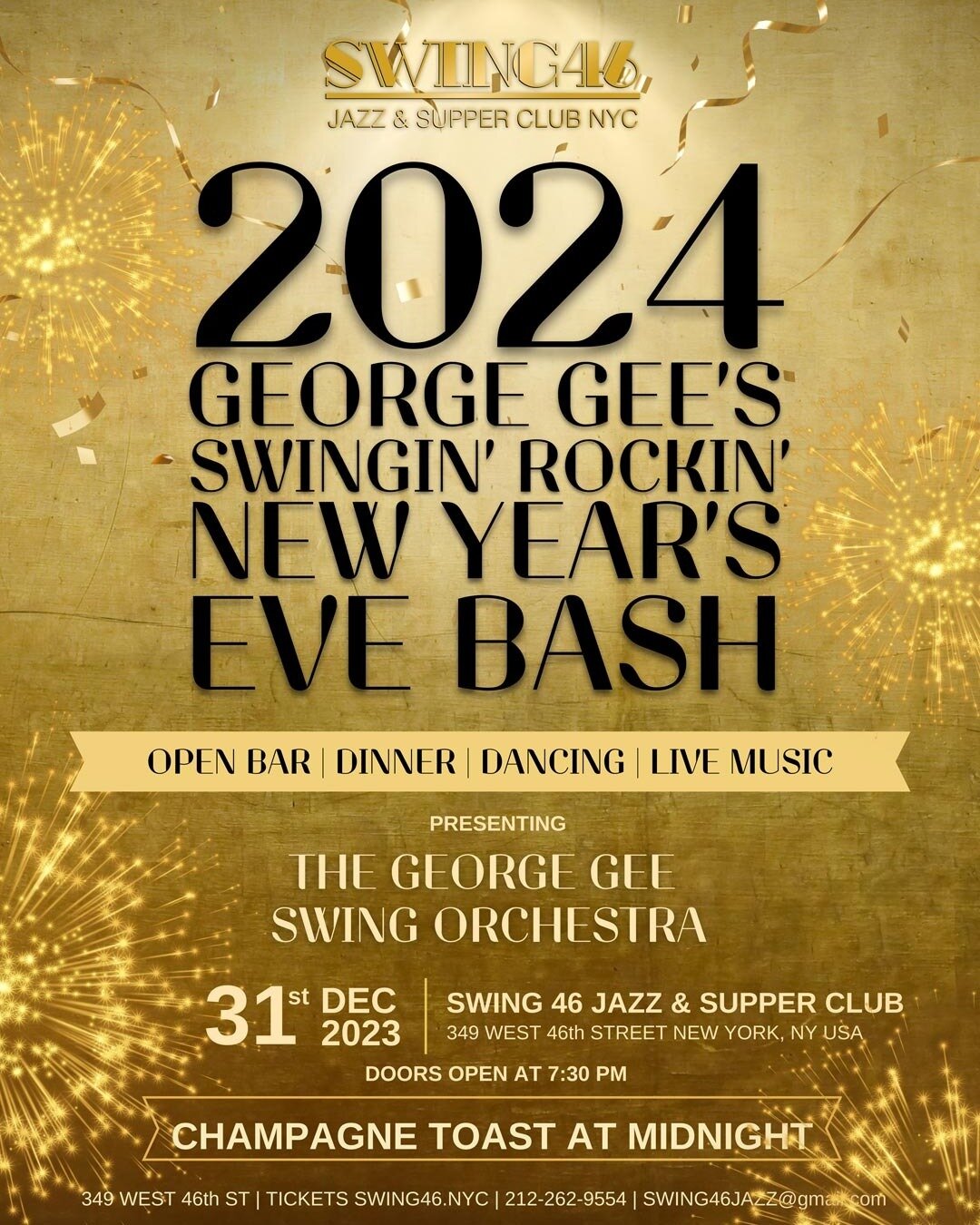 our third year in a row bringing in the New Year at @swing46nyc this Sunday, December 31st, tickets at www.swing46.nyc/NYE
.
.
.
.
.
#GeorgeGee #BestCountdownThisSideofBroadway #NYE #NewYearsEve #JazzClub #TimesSquare #NYC #NewYorkCity #JazzMusic #Ja