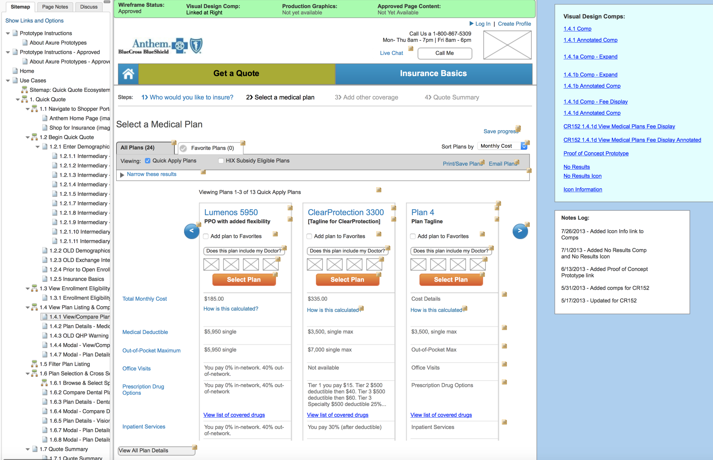 Shop for Insurance & Application Capture Axure Wireframes