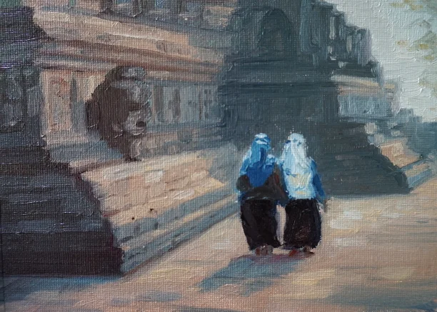  oil, 5" x 7"- Borubudur, Indonesia 