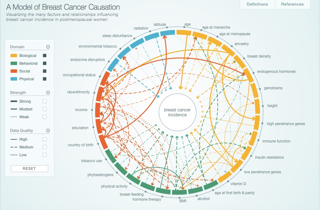 Interactive Model of Breast Cancer Causation - http://cabreastcancer.org . The full research article was published in journal Cancer Epidemiology, Biomarkers and Prevention can be found here .