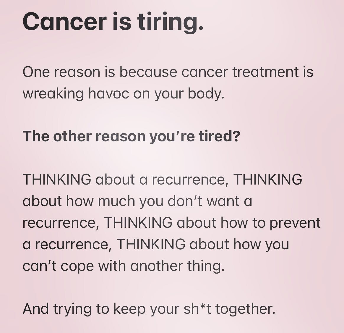 Negative thoughts drain a crap ton of energy! Share your energy draining thoughts below 👇 #cancerunder40 #breastcancersupport #breastcancersurvivors