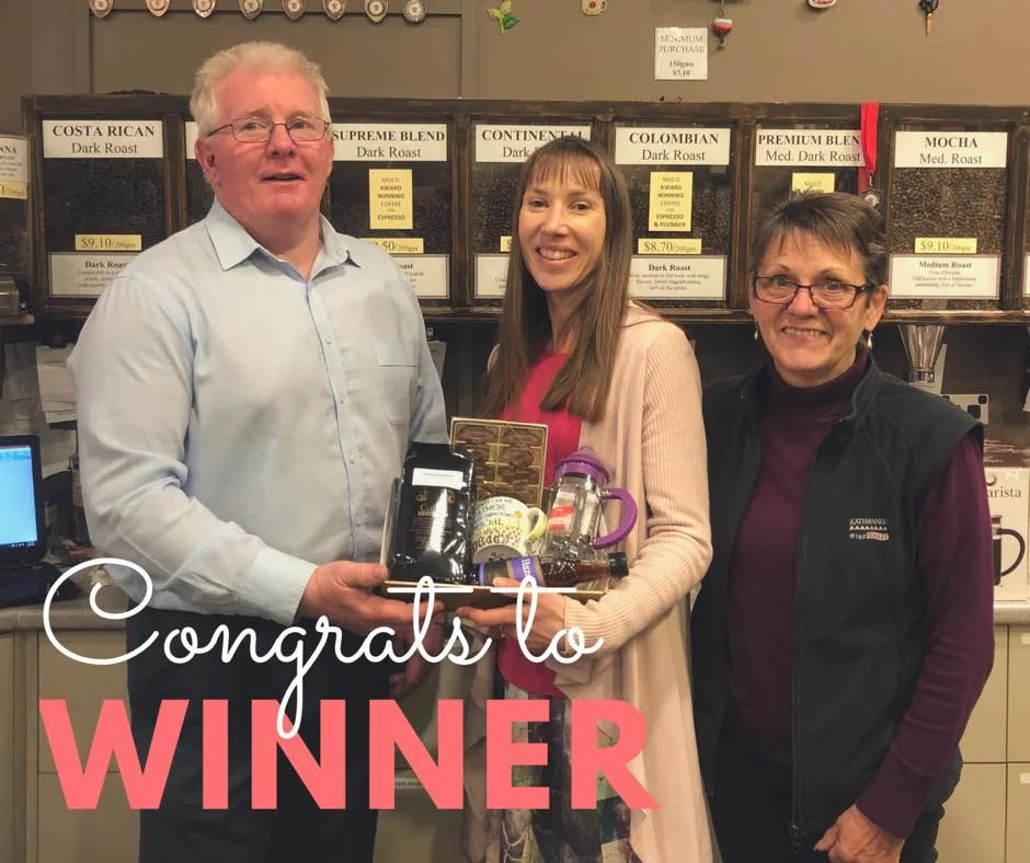 Our winner of the Coffee Plus coffee and chocolate hamper is pictured collecting her prize from business owner Marie Crombie and Center Manager Brett McGrath. Congratulations Claire Knowles, we all hope you enjoy your brew and chocolates.